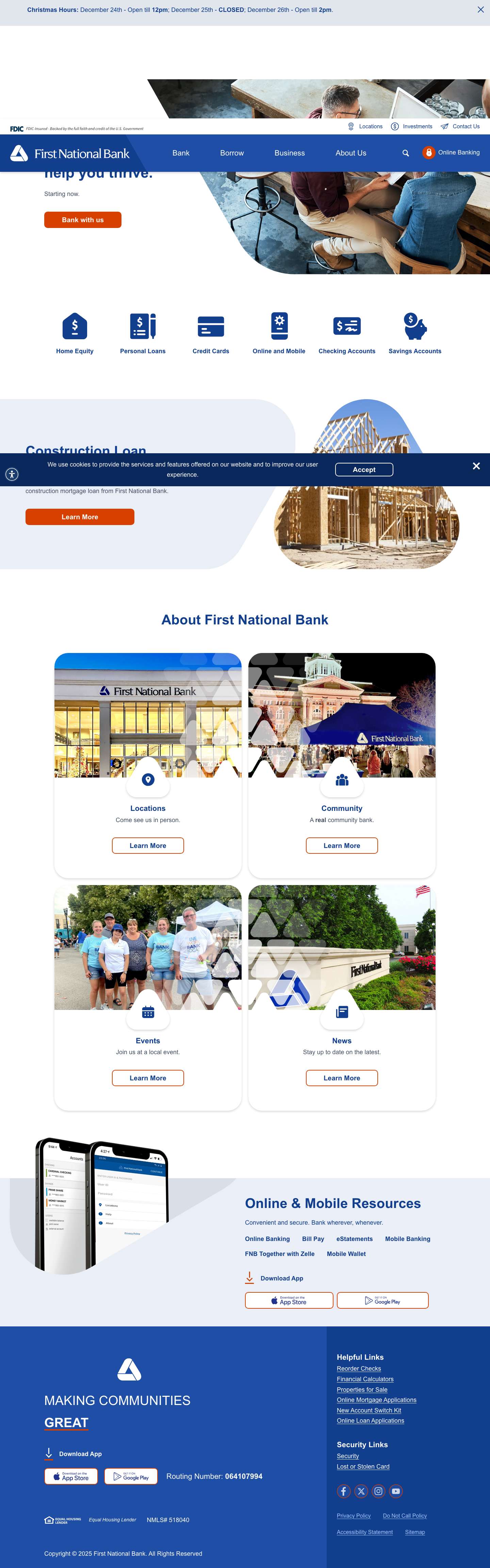Home - First National Bank - Full Screenshot