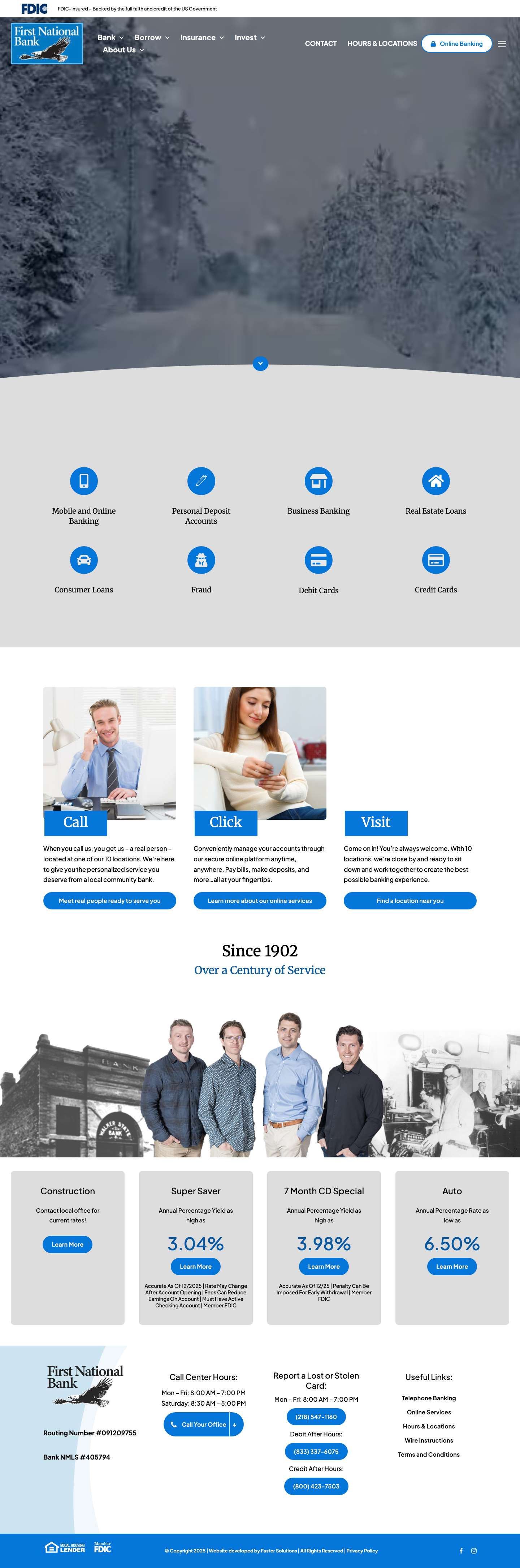 First National Bank North | Personal & Business Banking in MN - Full Screenshot