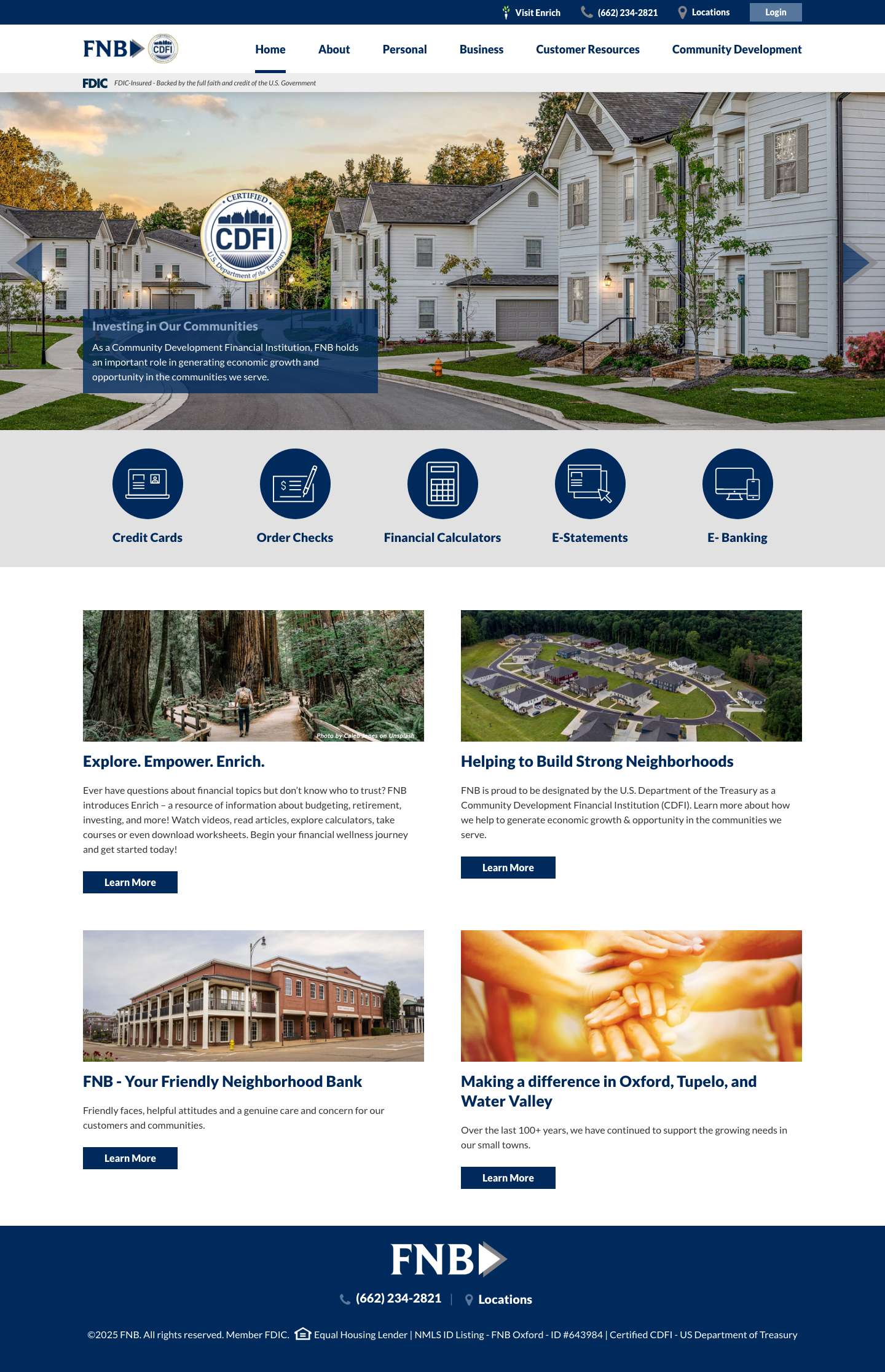 FNB Oxford Bank - North Mississippi's Friendly Neighborhood Bank - Full Screenshot