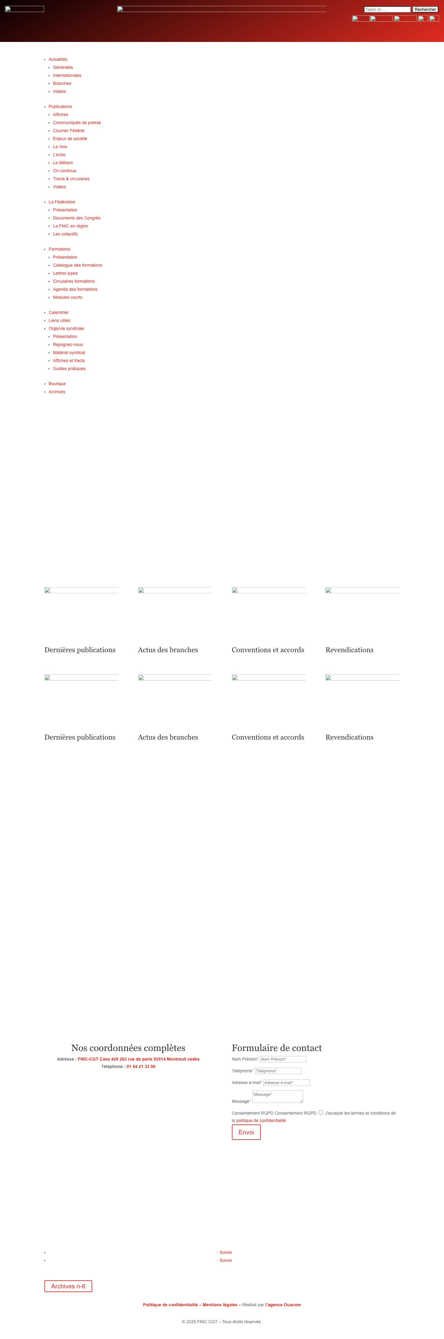 Accueil - FNIC-CGT - Full Screenshot