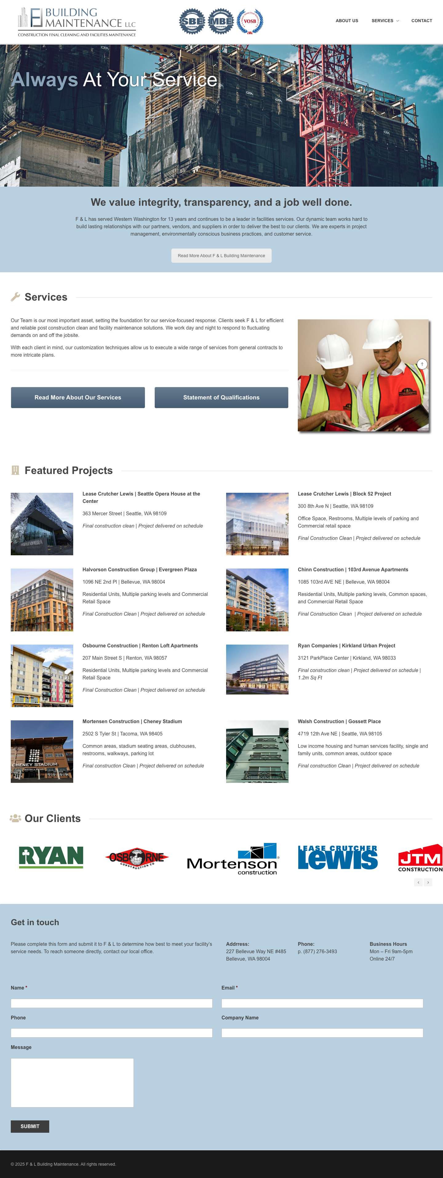 F & L Building Maintenance – Construction Final Cleaning and Facilities Maintenance - Full Screenshot