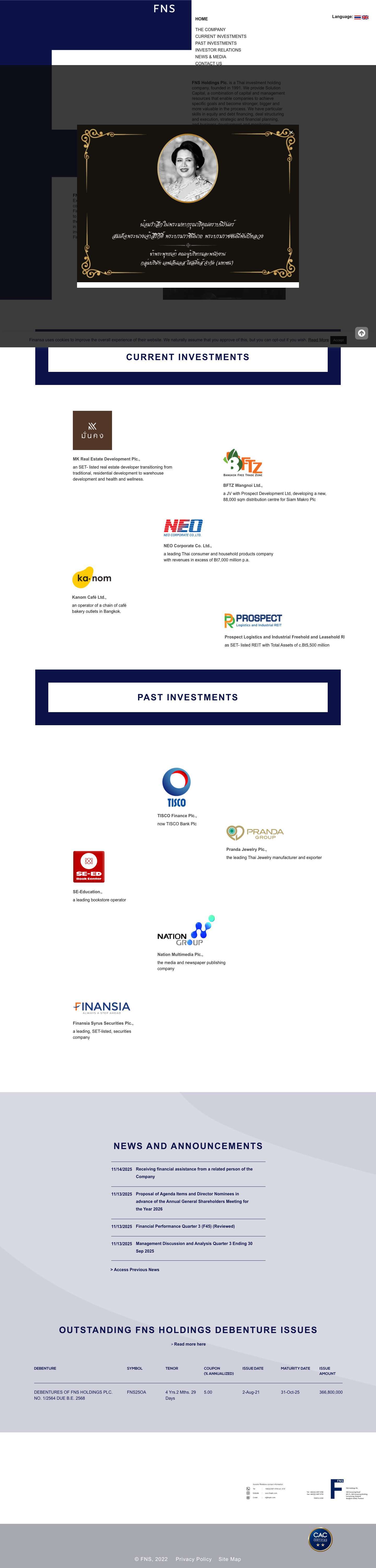 FNS Holdings Plc. - Full Screenshot