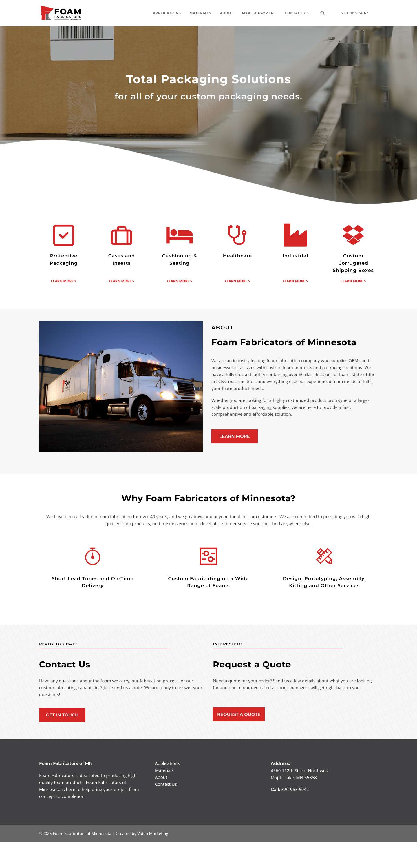 Home - Foam Fabricators of Minnesota - Full Screenshot