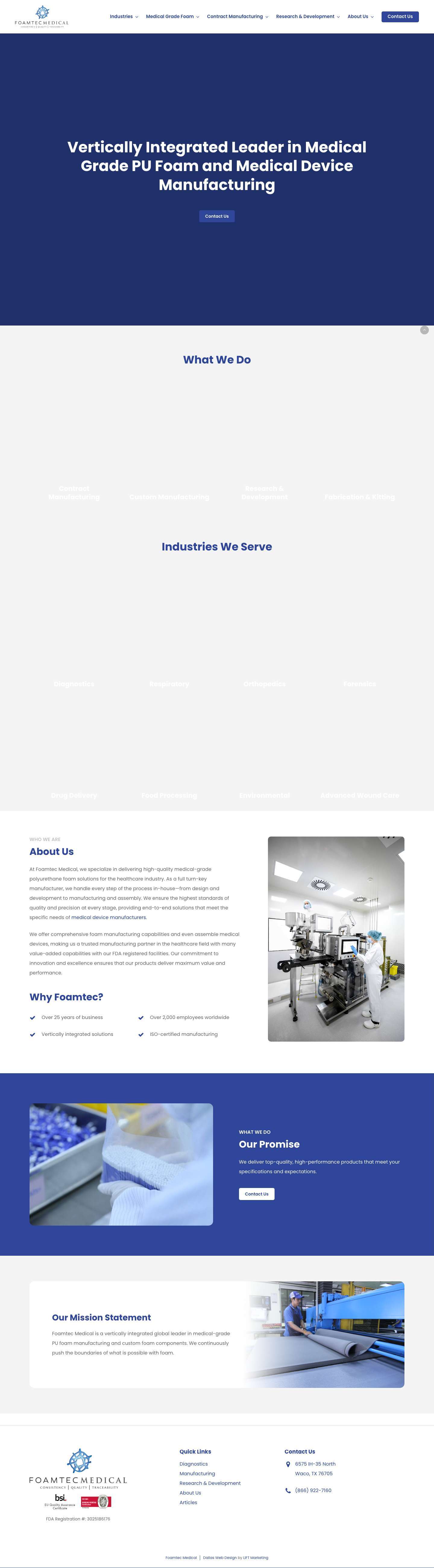 PU Foam and Medical Device Manufacturing - Foamtec Medical - Full Screenshot