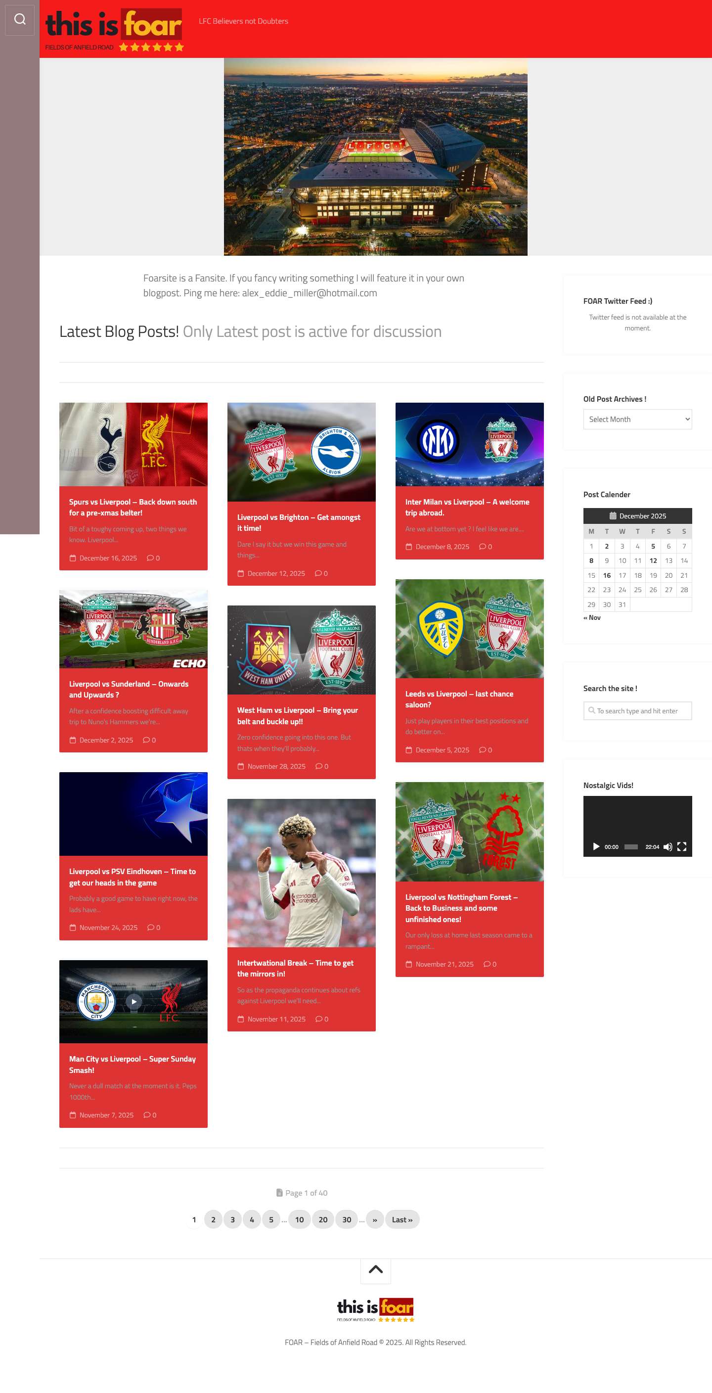 FOAR – Fields of Anfield Road – LFC Believers not Doubters - Full Screenshot