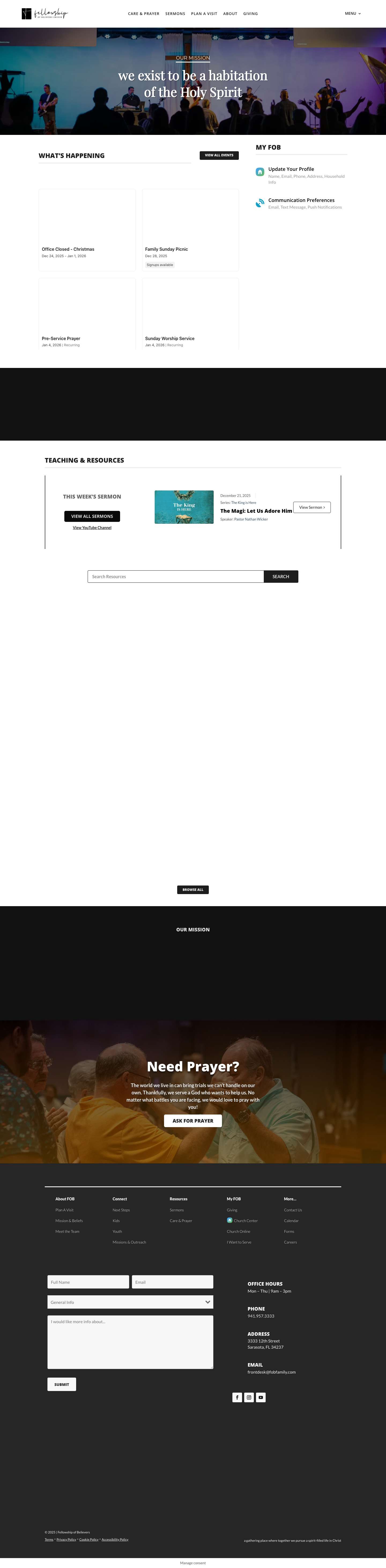 Fellowship of Believers Church | A Spirit Filled Church in Sarasota Florida - Full Screenshot