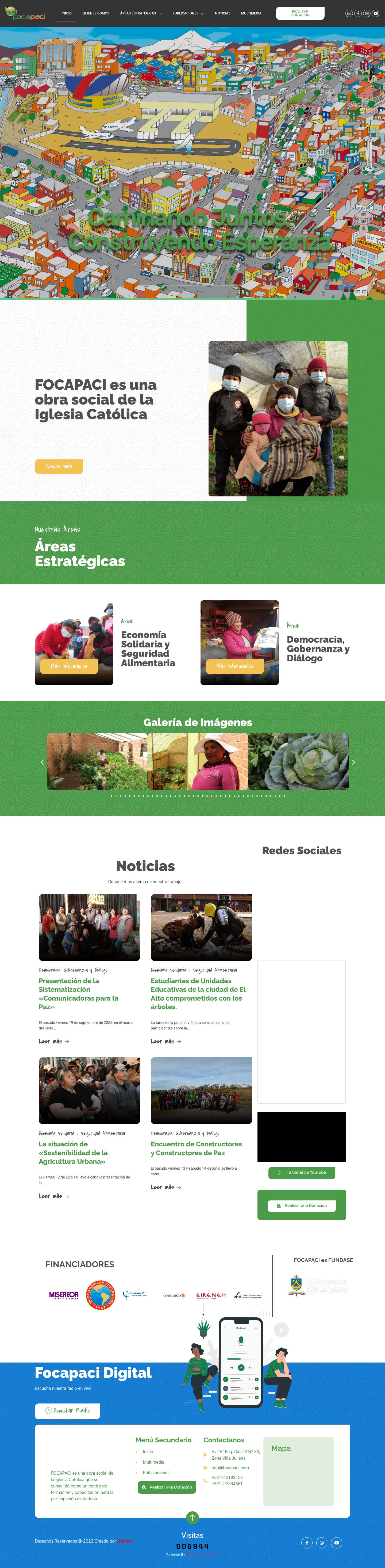 Centro Focapaci La Paz Bolivia – FOCAPACI es una obra social de la Iglesia Católica que se consolidó como un centro de formación y capacitación para la participación ciudadana. - Full Screenshot