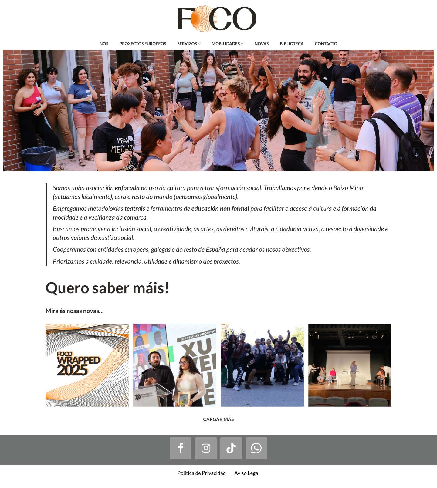 Inicio - FOCOFacebookInstagramTikTokWhatsAppFacebookInstagramTikTokWhatsApp - Full Screenshot