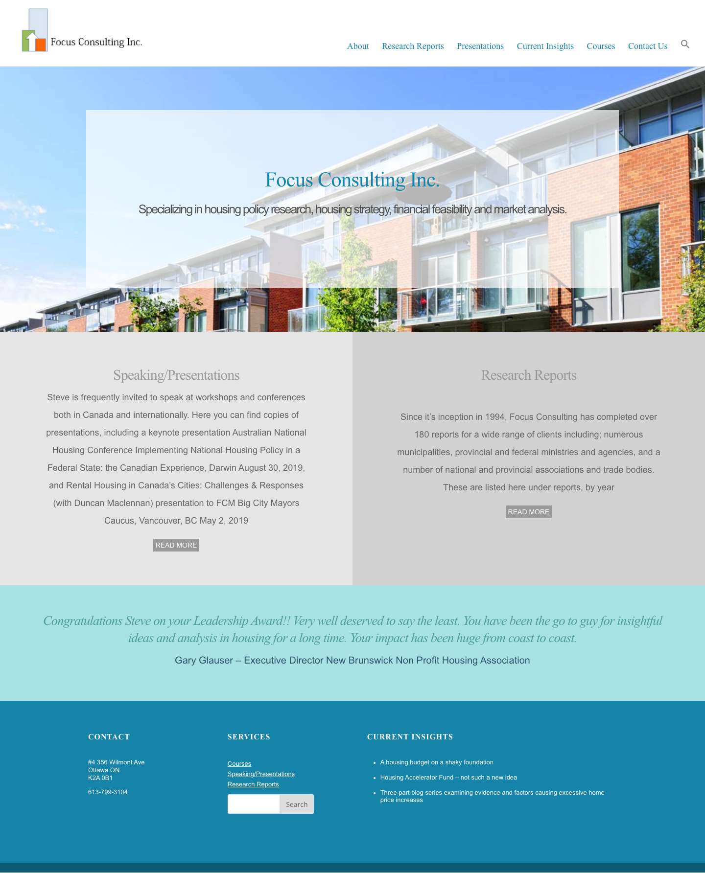 Focus Consulting Inc. | Housing policy research, housing strategy, financial feasibility and market analysis Ottawa - Full Screenshot