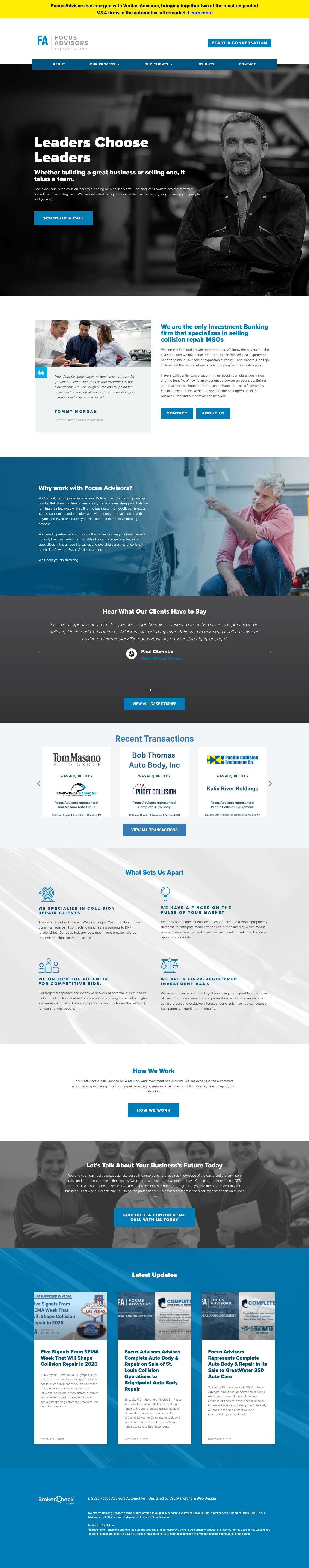 Focus Advisors Automotive – The Leading Collision M&A Advisory - Full Screenshot