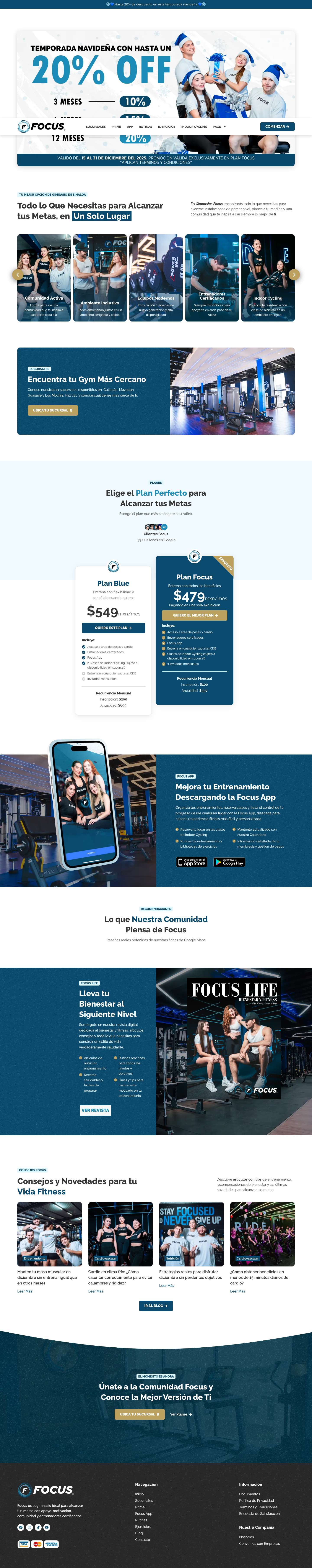 Focus Gimnasios | Únete a la Mejor Comunidad de Sinaloa - Full Screenshot