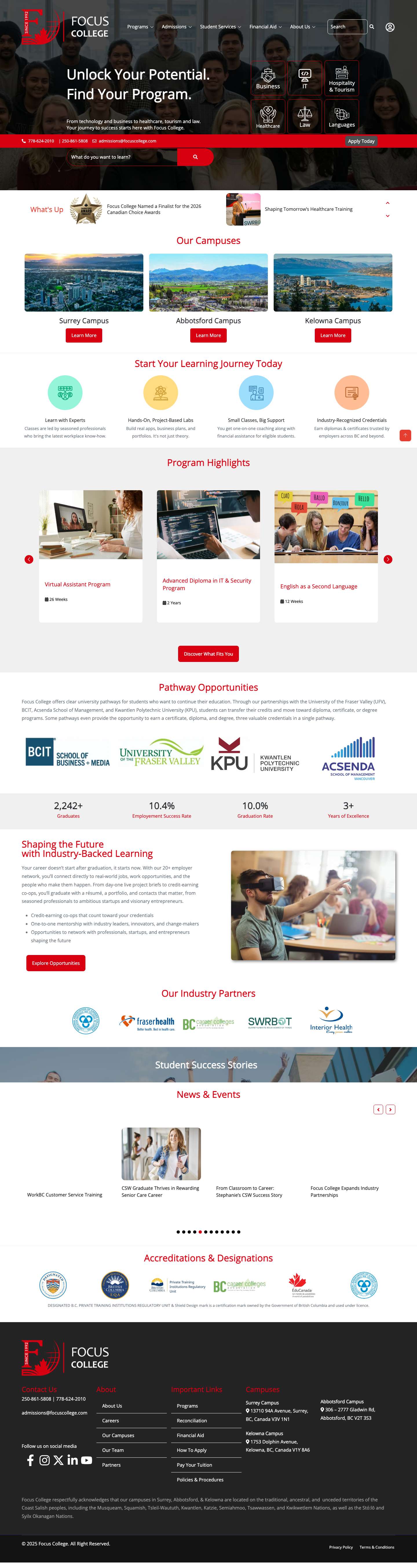 Focus College - Education That Connects You to Industry - Focus College - Full Screenshot