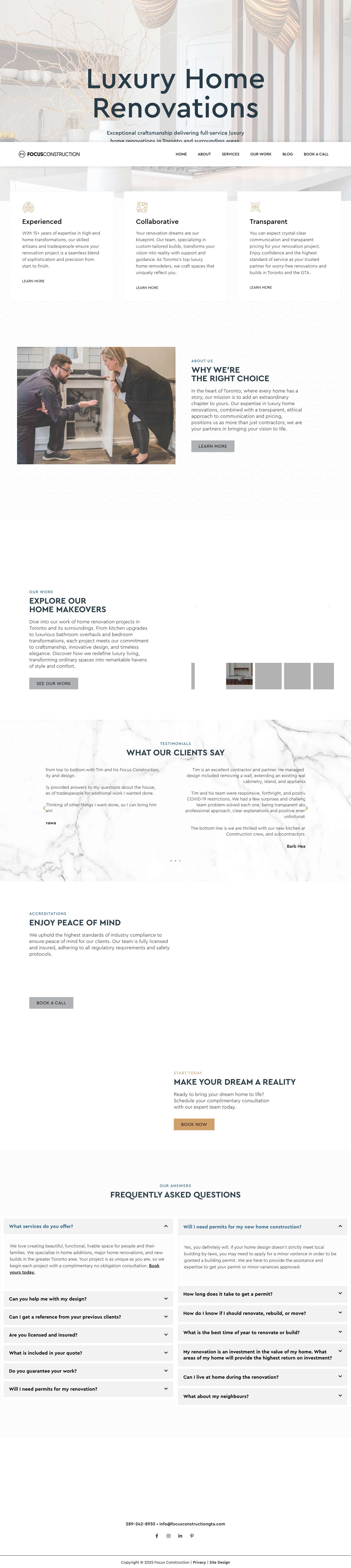 Focus Construction | Home renovations in Toronto - Full Screenshot