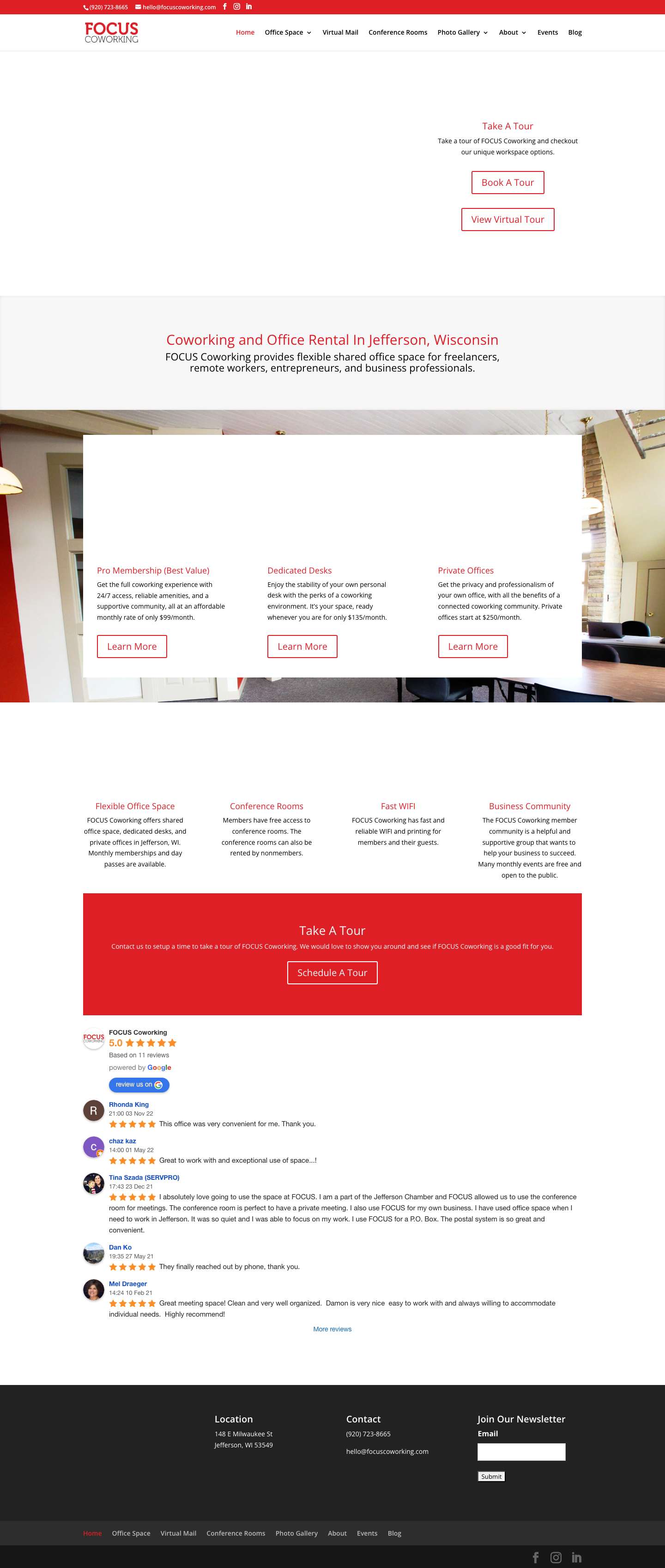 FOCUS Coworking: Flexible Office & Meeting Space, Jefferson, WI - Full Screenshot
