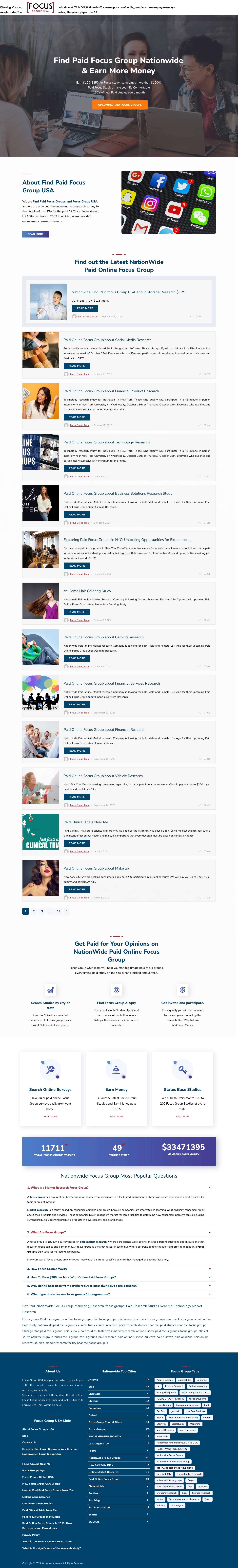 Discover Paid Focus Groups in Your City and Nationwide | Focus Group USA - Full Screenshot