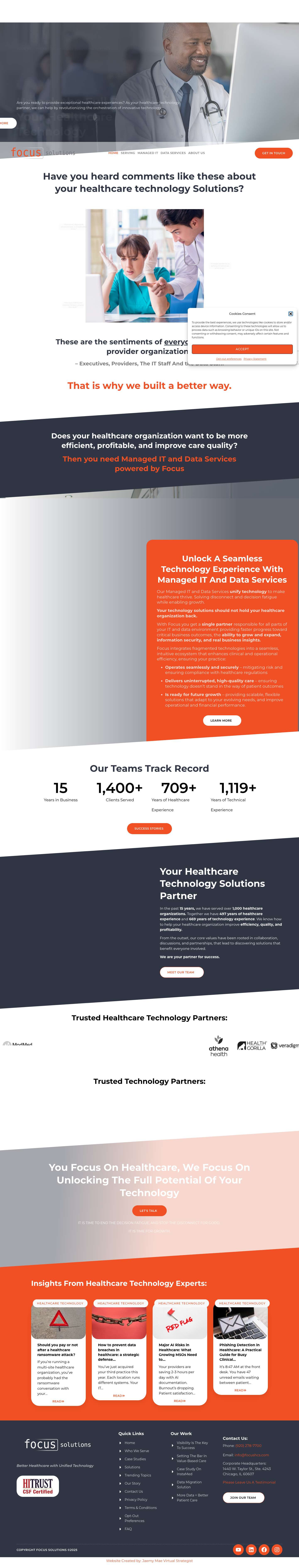 Healthcare Technology Solutions Partner Home - Focus Solutions - Full Screenshot