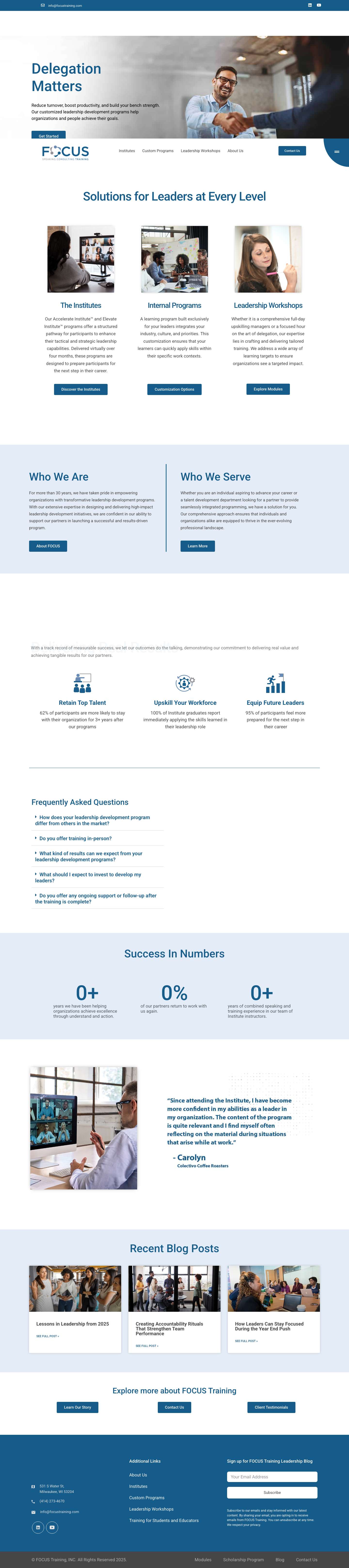 Solutions for Leaders at Every Level | FOCUS Training - Full Screenshot