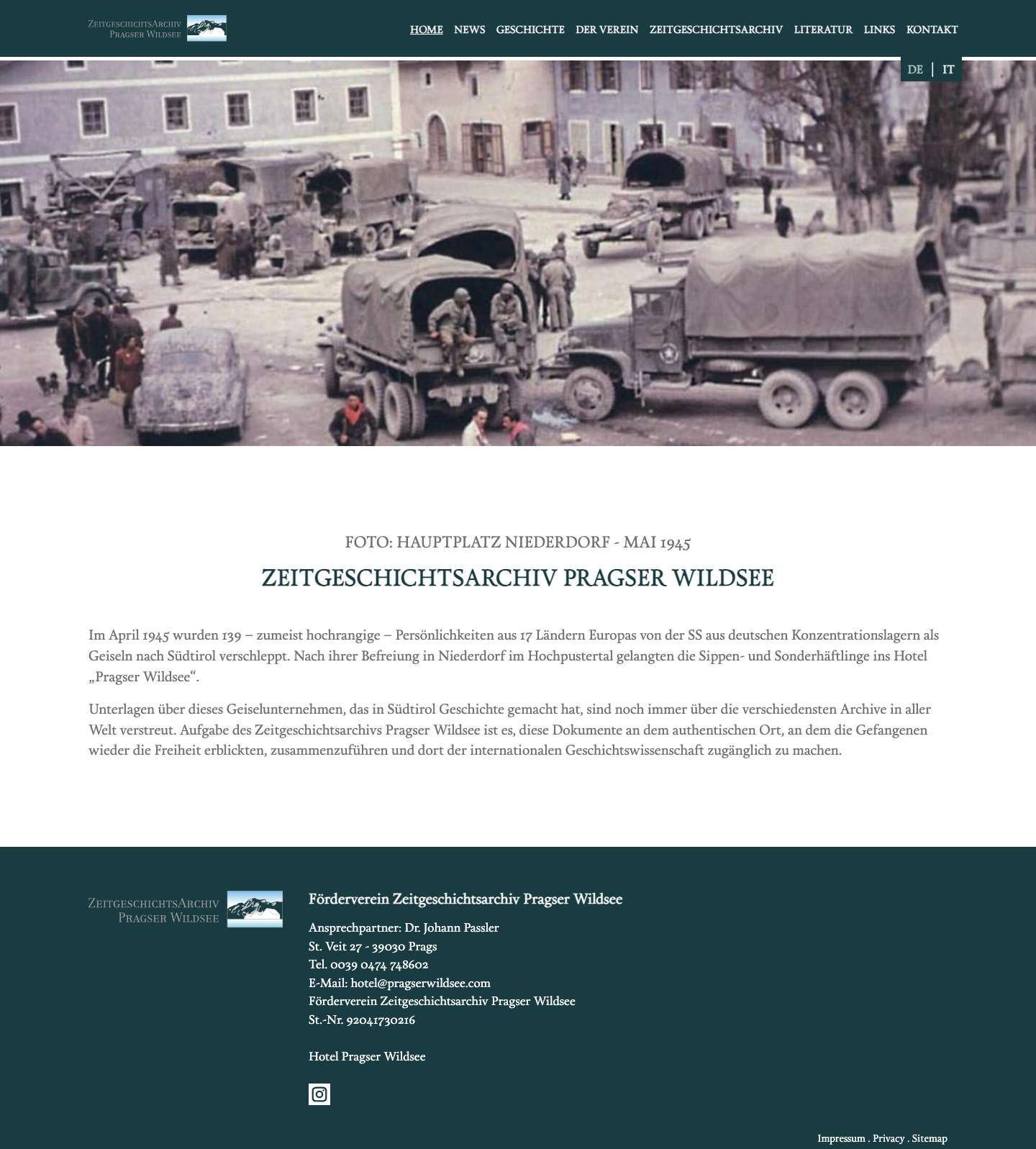 Homepage - Förderverein Zeitgeschichtsarchiv Pragser Wildsee - Full Screenshot