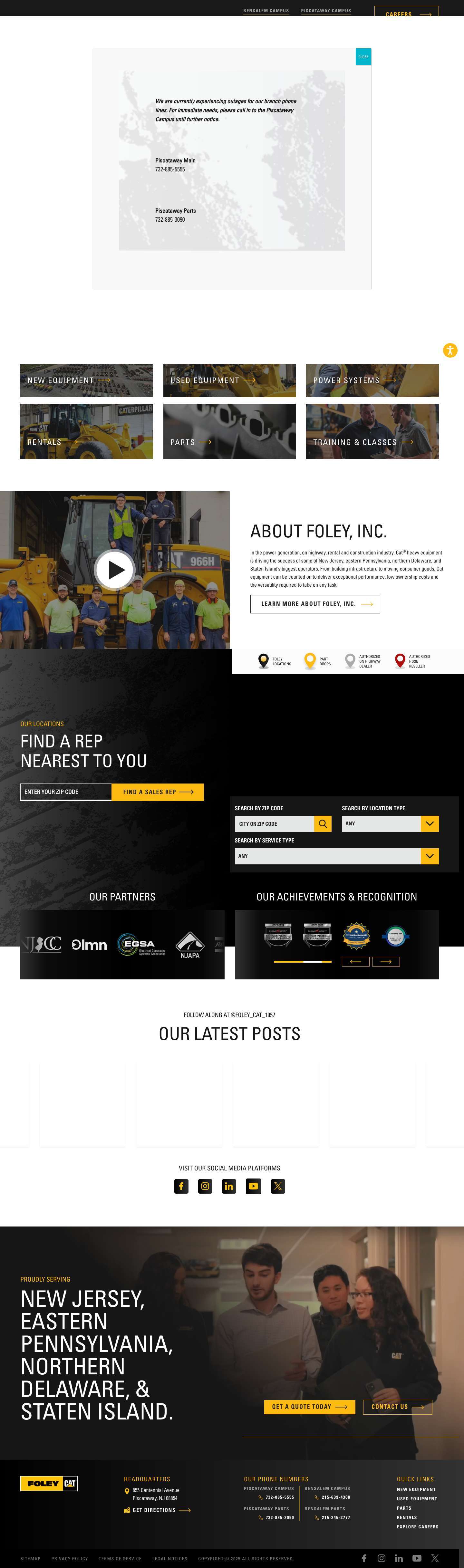 Cat® Equipment Sales & Rentals in NJ, PA, DE & Staten Island | Foley, Inc. - Full Screenshot