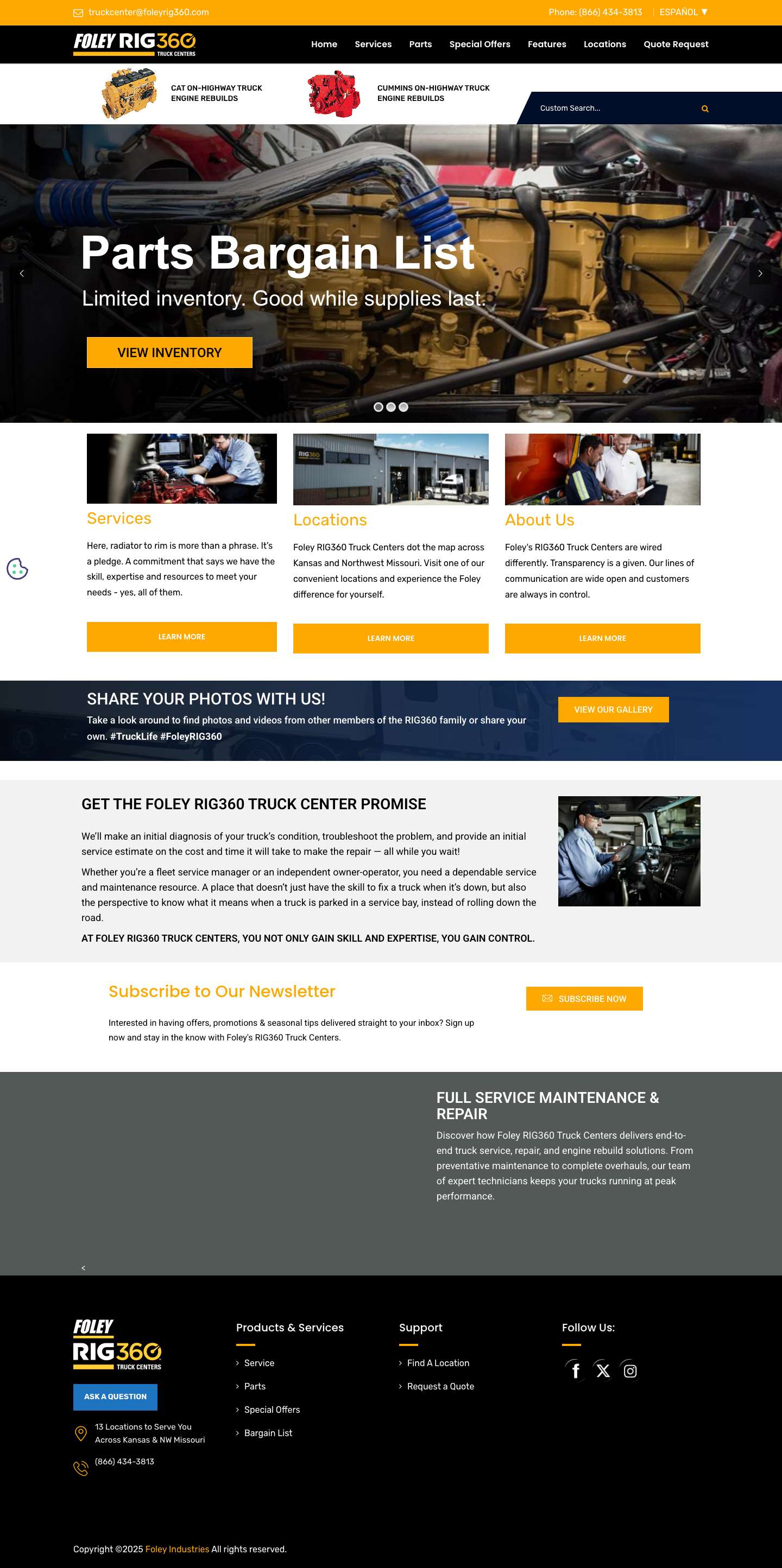 Foley RIG360 Truck Centers | Service, Parts & Financing - Full Screenshot