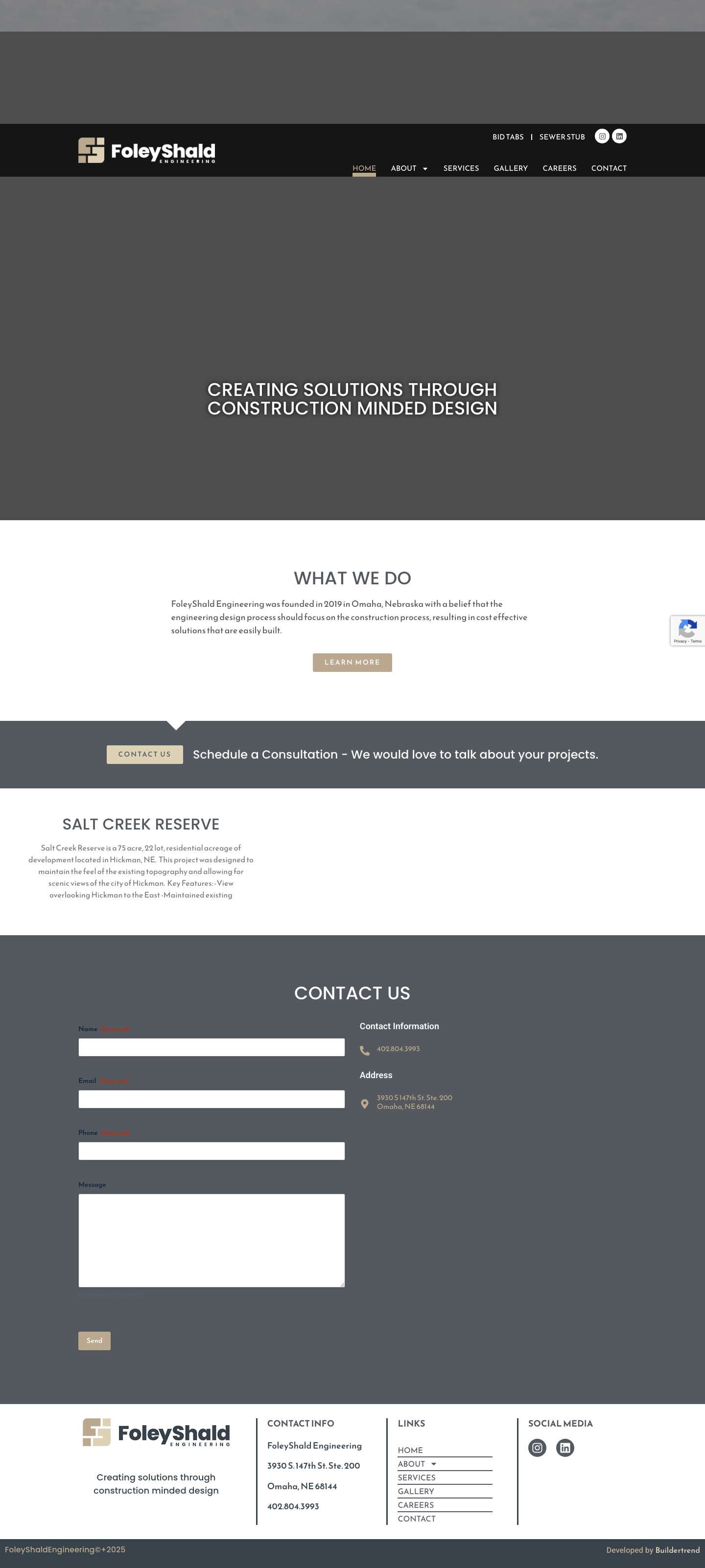 FoleyShald Engineering – Creating solutions through construction minded design - Full Screenshot