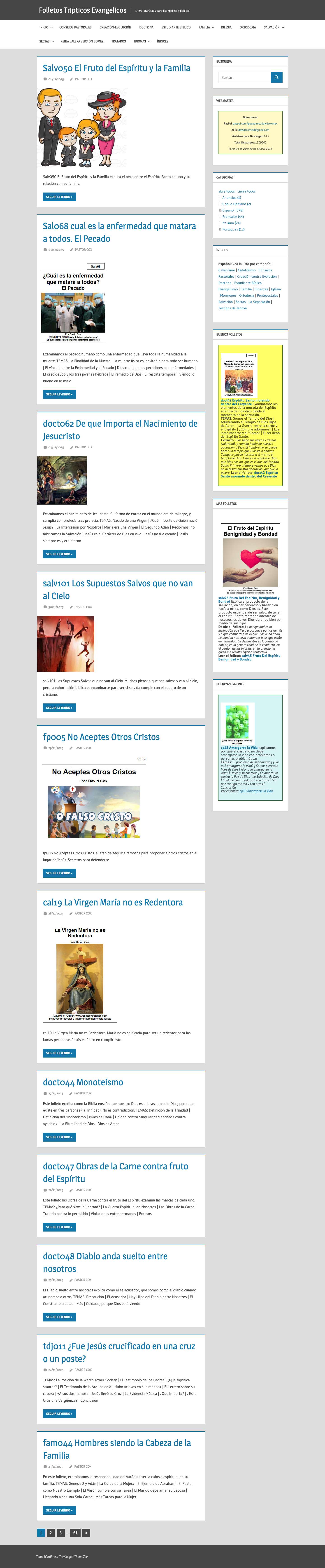 Folletos Tripticos Evangelicos - Literatura Gratis para Evangelizar y Edificar - Full Screenshot