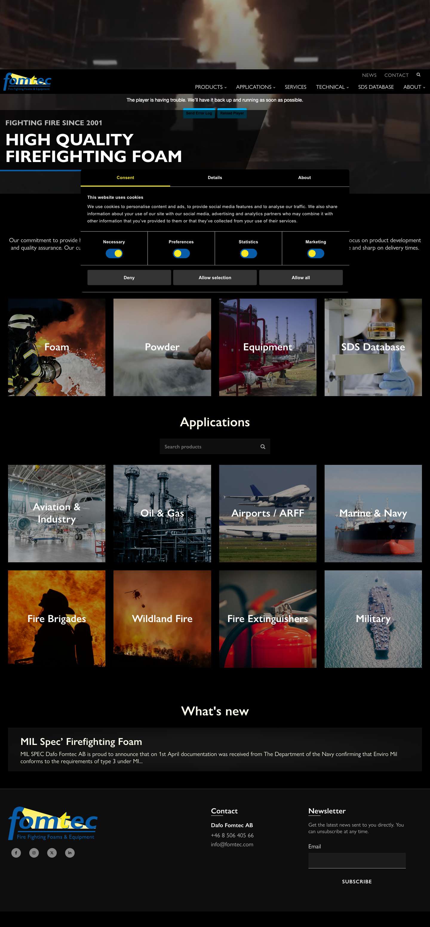 Fomtec | Firefighting Foam & Equipment | Fomtec - Full Screenshot