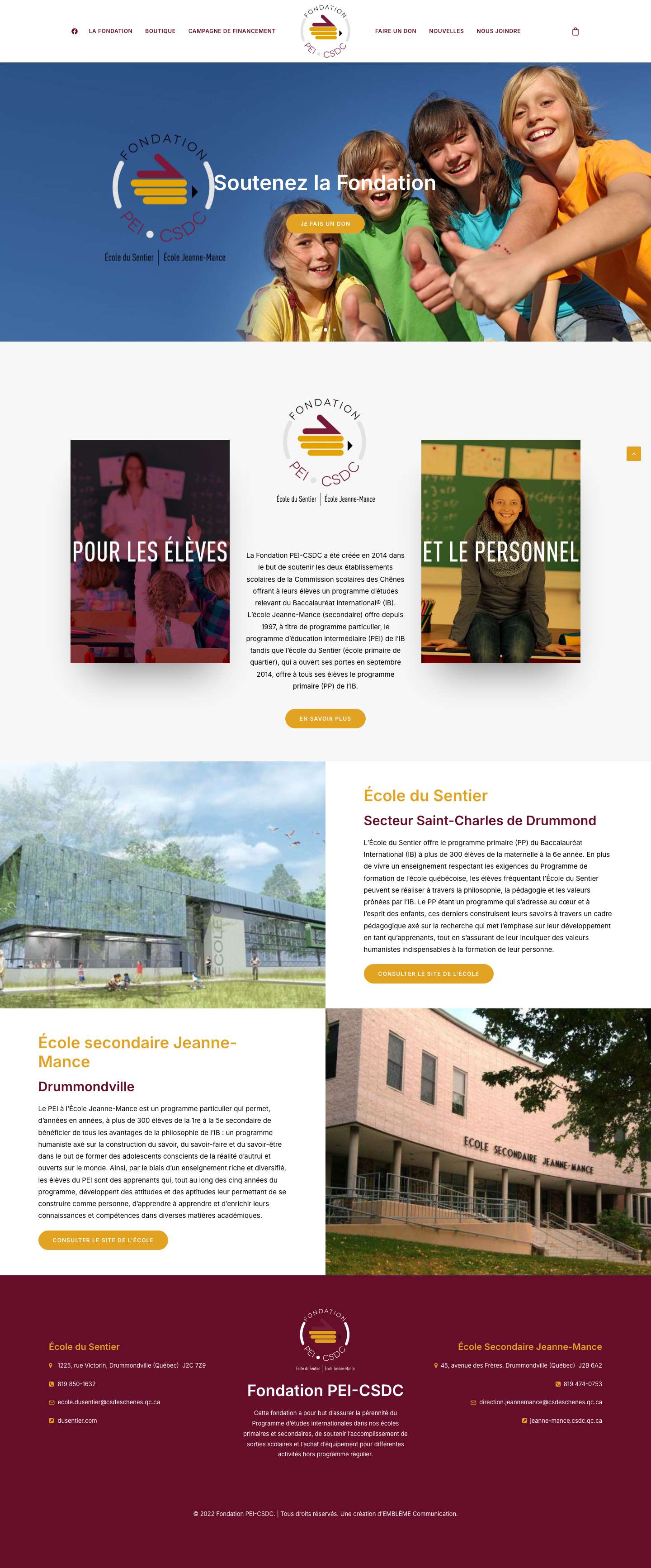 Fondation PEI-CSDC - Bienvenue! - Fondation PEI-CSDC - Full Screenshot