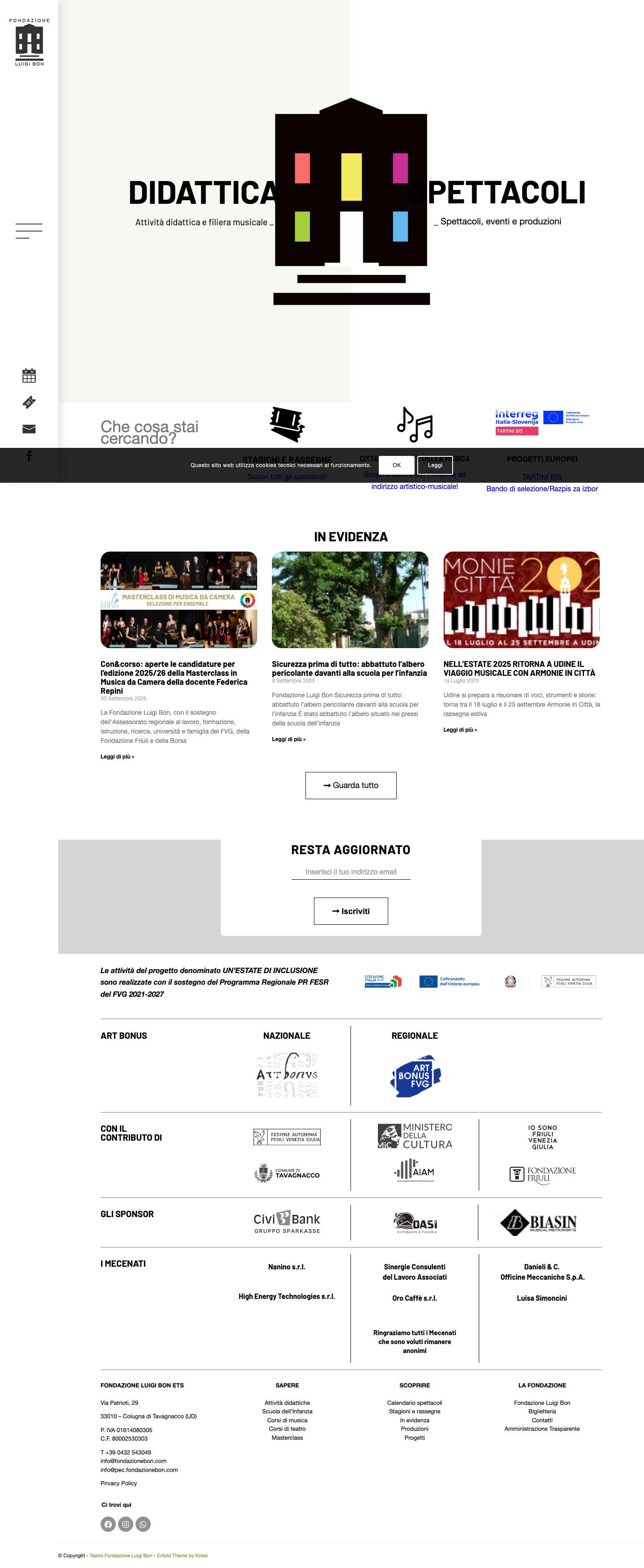 Teatro Fondazione Luigi Bon – Sapere e Scoprire - Full Screenshot