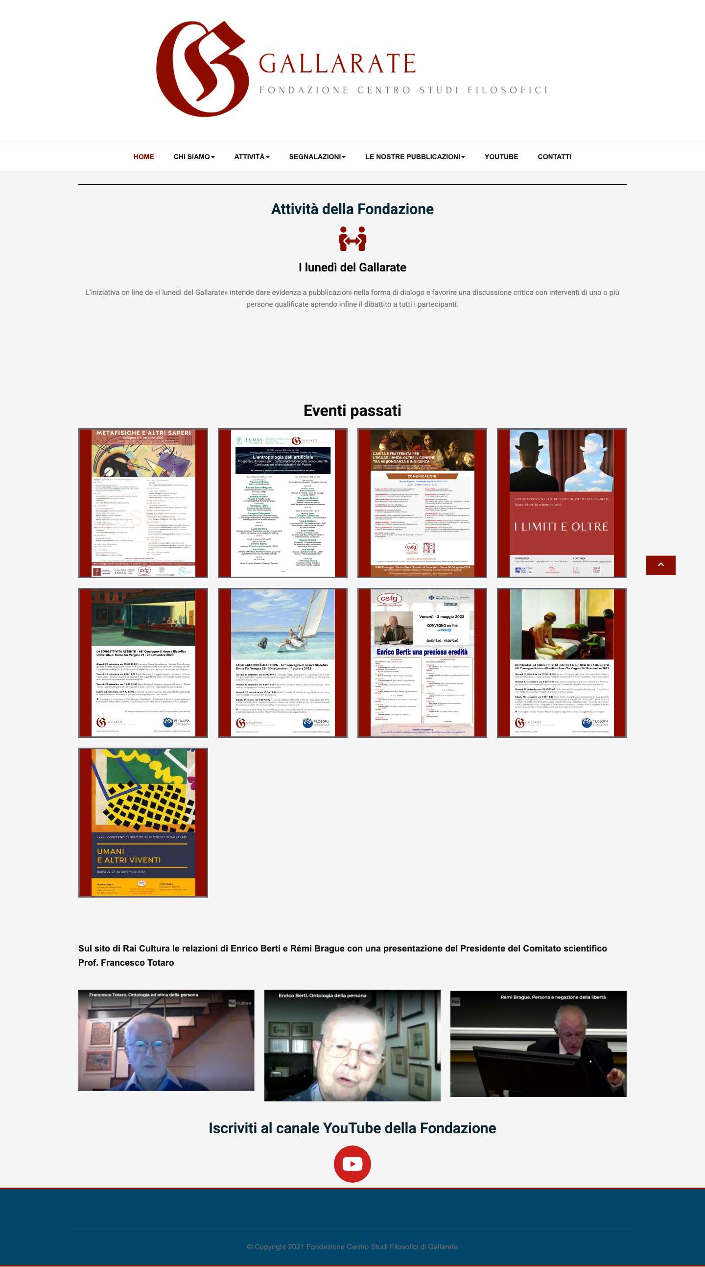 Home - Fondazione Centro di Studi Filosofici Gallarate - Full Screenshot