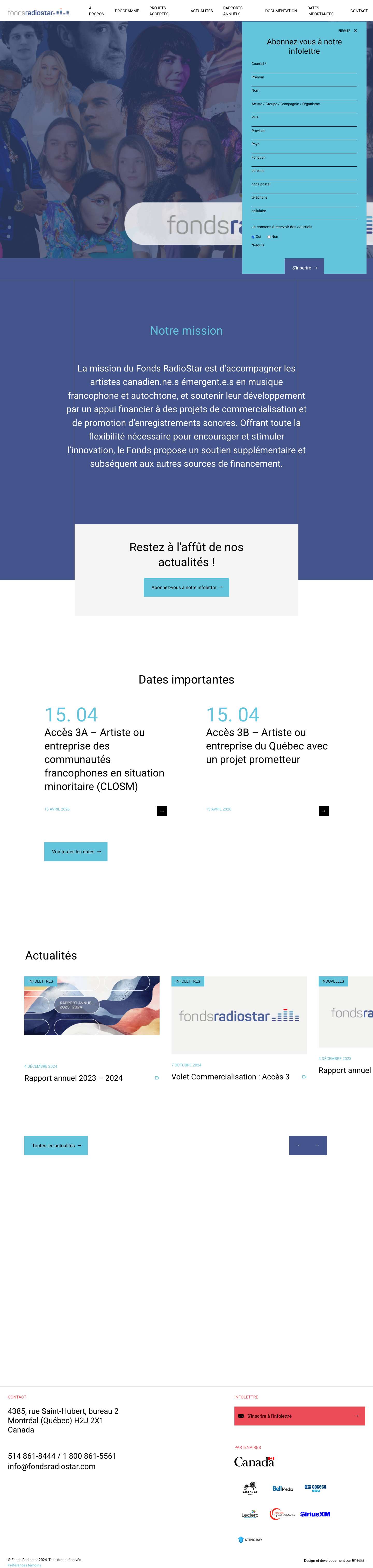 Accueil - Fonds Radiostar - Full Screenshot