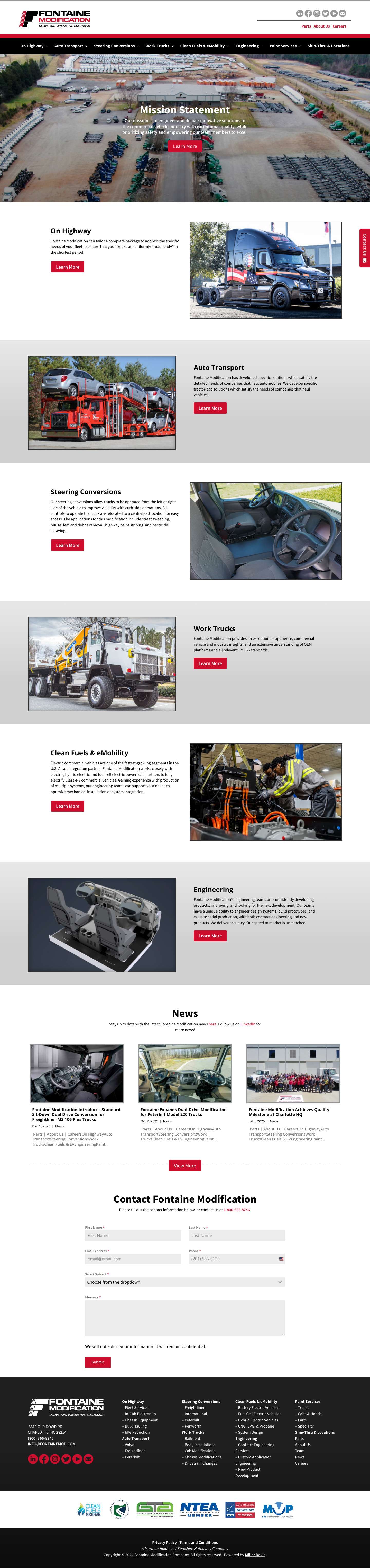 Fontaine Modification | Truck Modification Services - Full Screenshot