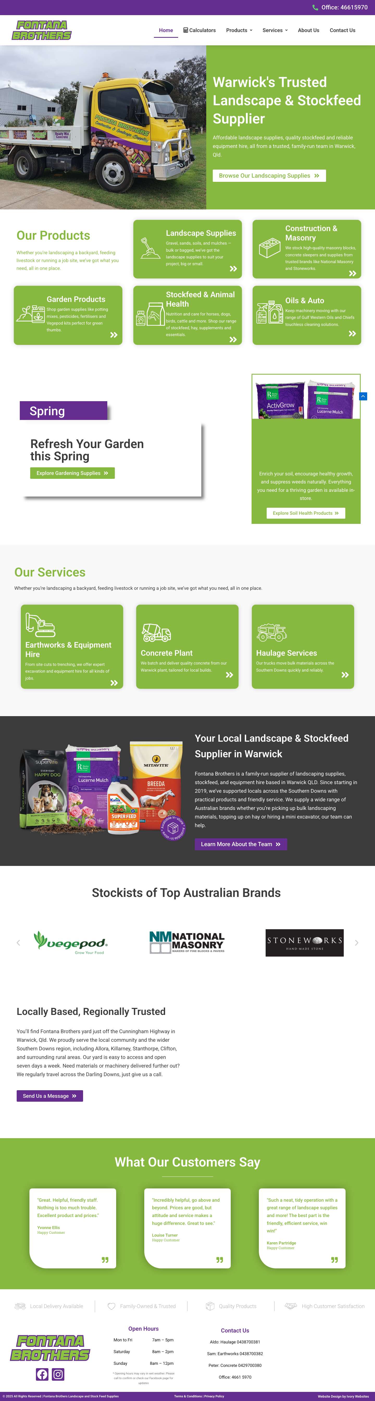 Home - Fontana Brothers Landscape and Stock Feed Supplies - Full Screenshot