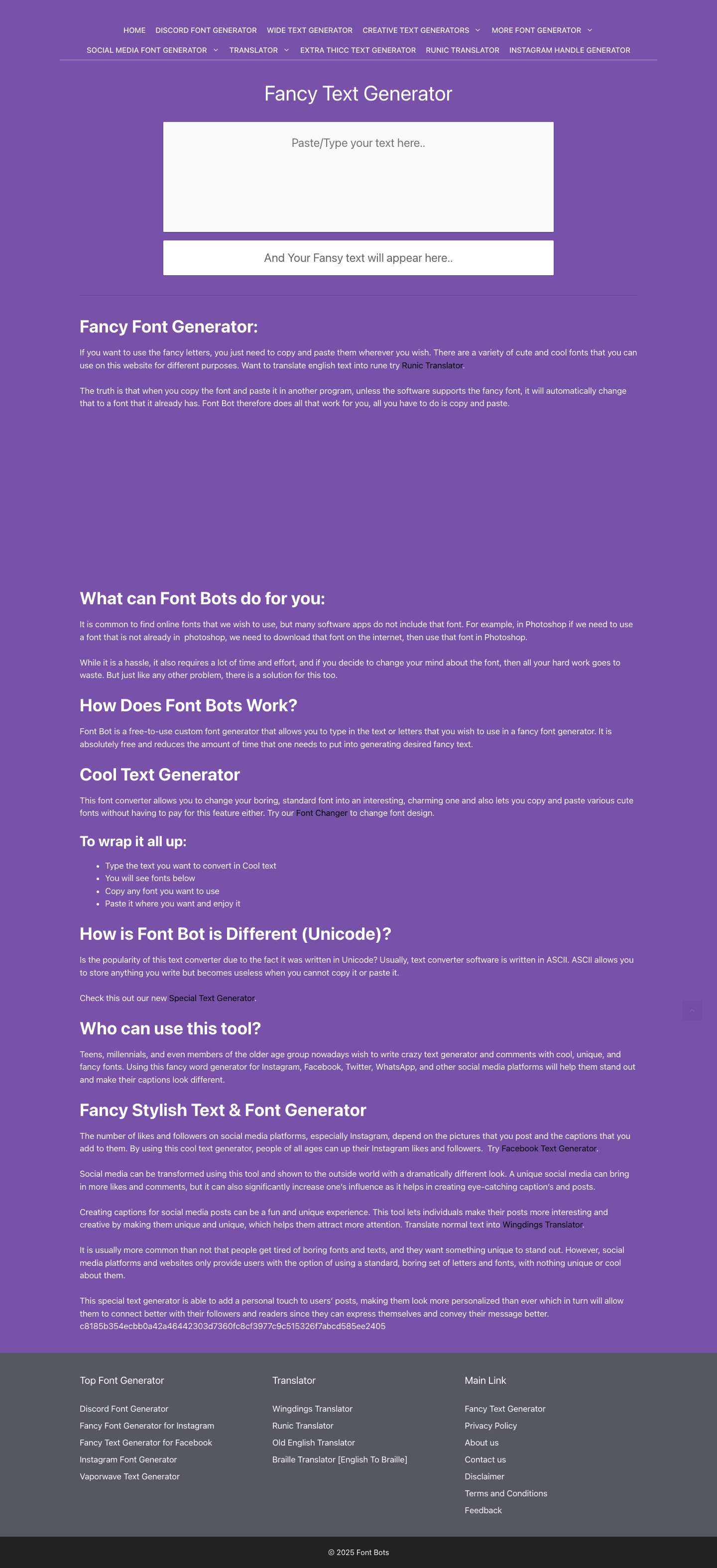 Fancy Font Generator - Font Bots - Full Screenshot