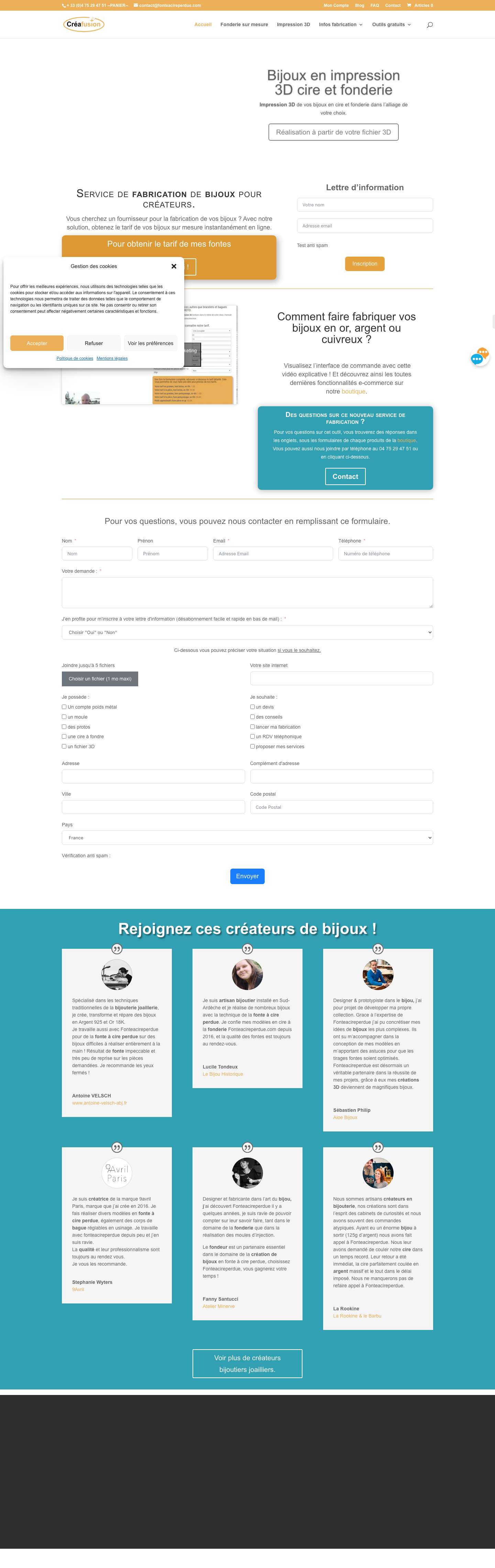 Fonderie cire perdue en ligne - Moulage et fonte de bijoux argent or - Full Screenshot