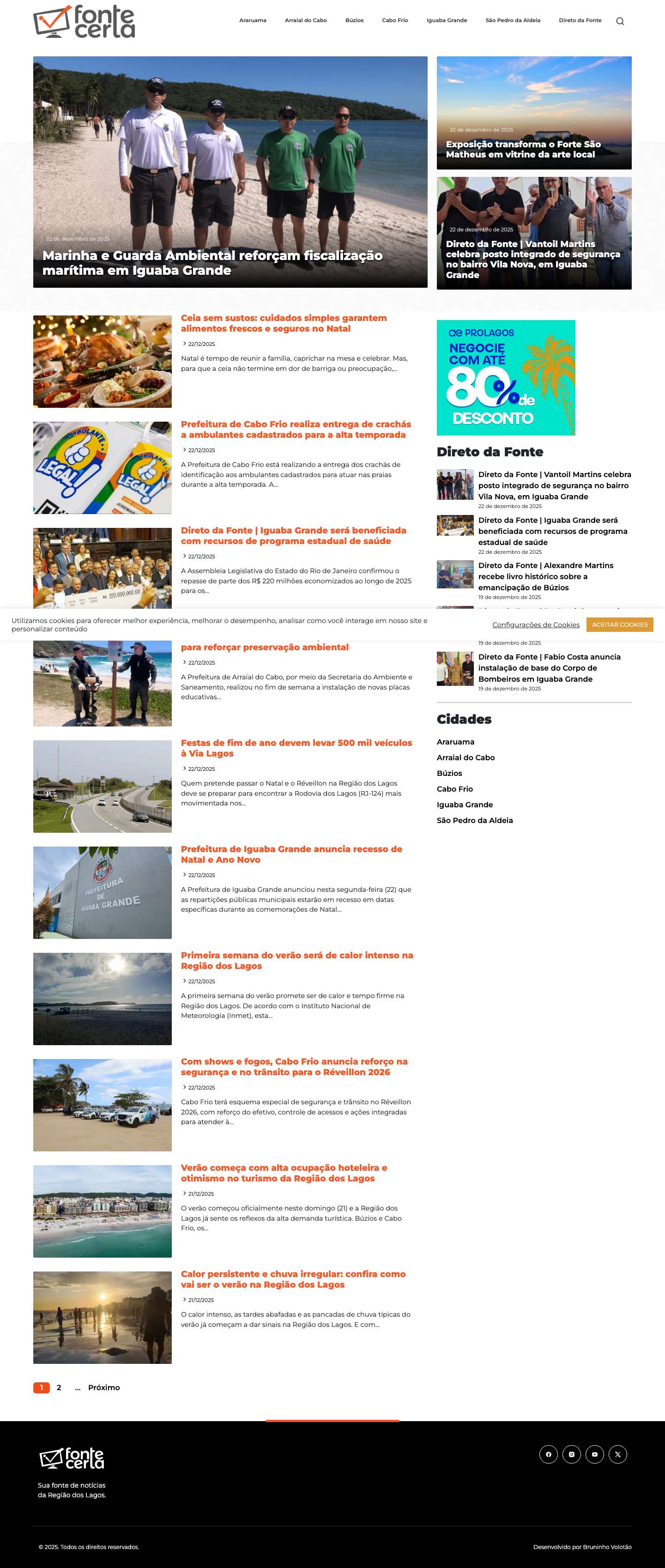 Fonte Certa - Sua fonte de notícias da Região dos Lagos - Full Screenshot