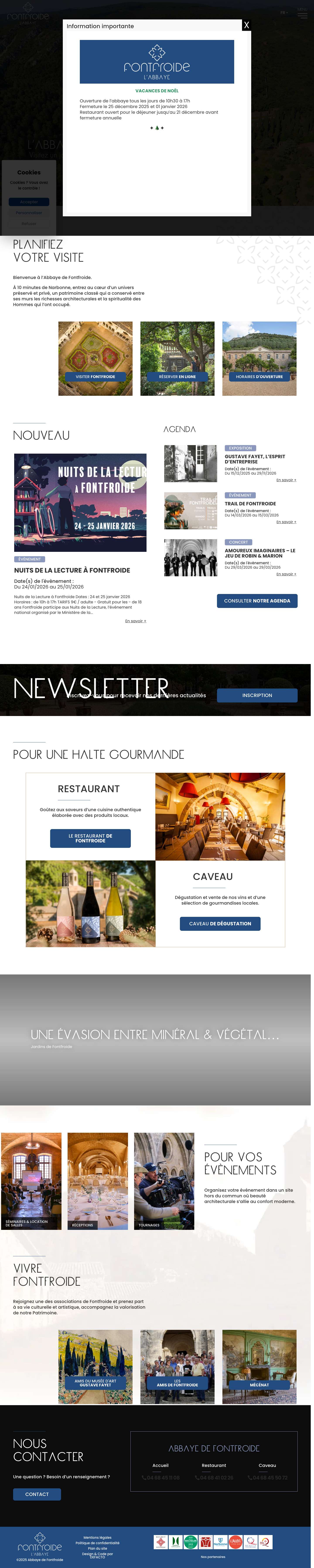 Abbaye de Fontfroide - Accueil - Full Screenshot