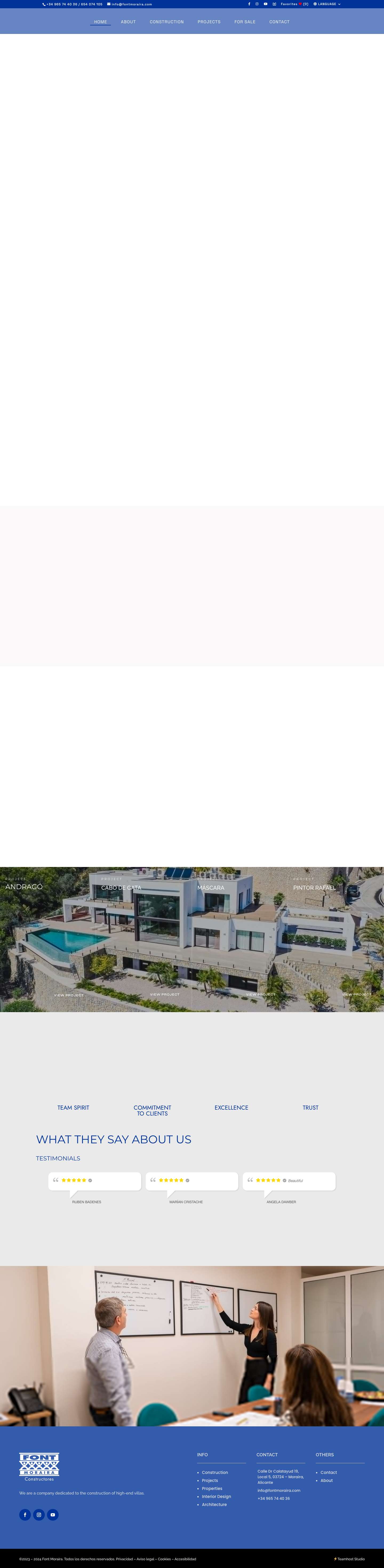 FONT MORAIRA Luxury Home Builders on the Costa Blanca - Full Screenshot