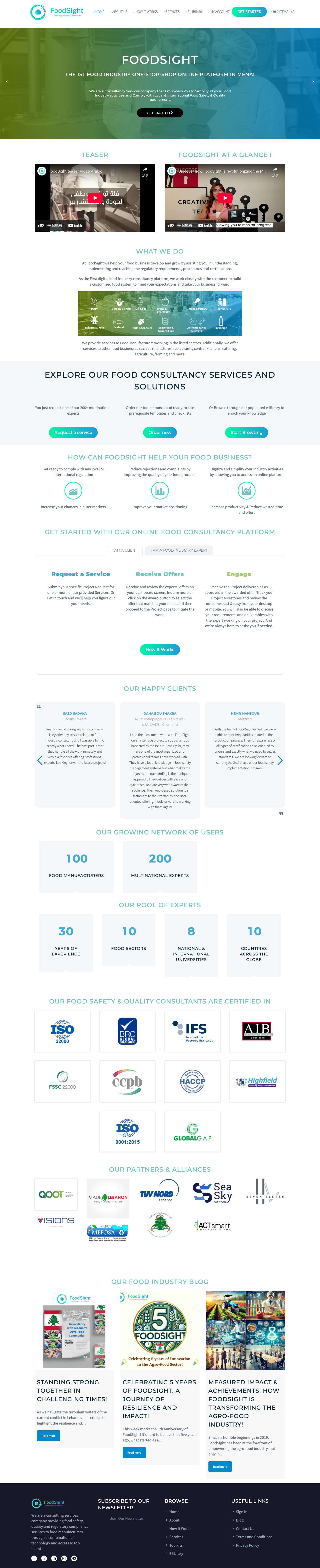 Accredited and Qualified Freelance Food Industry Consultants | FoodSight - Full Screenshot