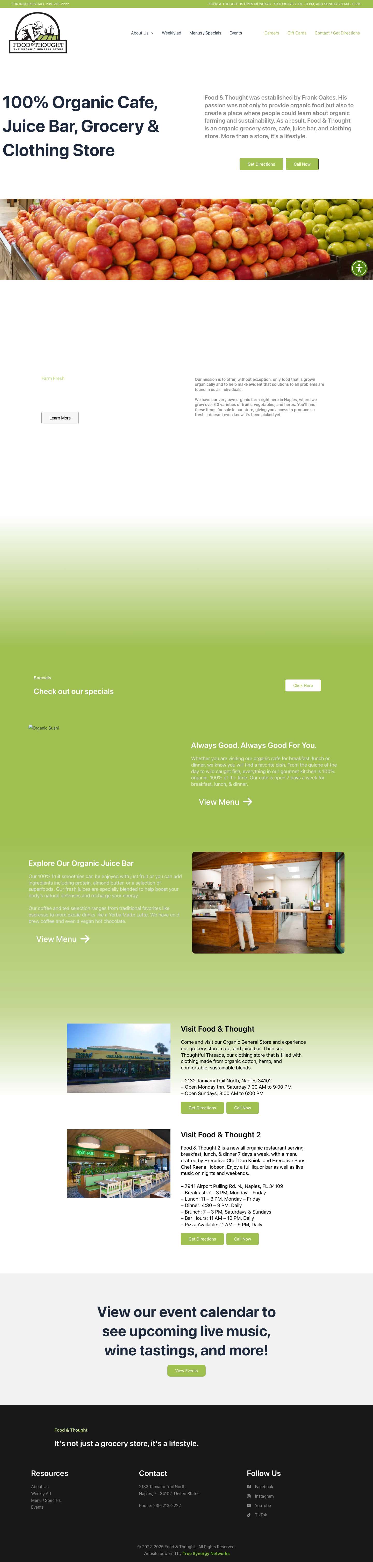 Homepage - Food & Thought - Full Screenshot