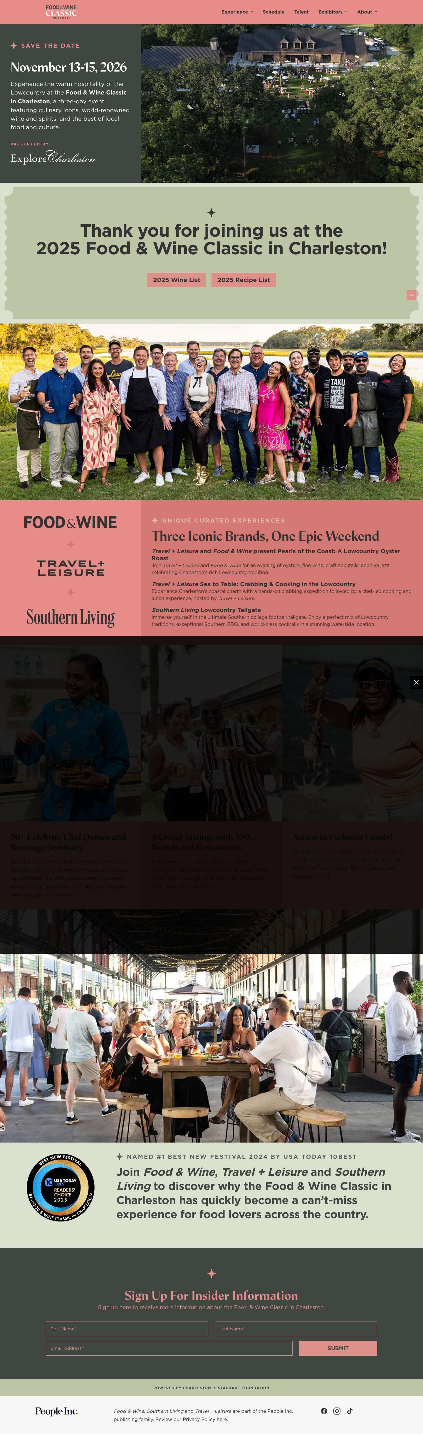 Food & Wine Classic Charleston: November 14-16, 2025 - Full Screenshot