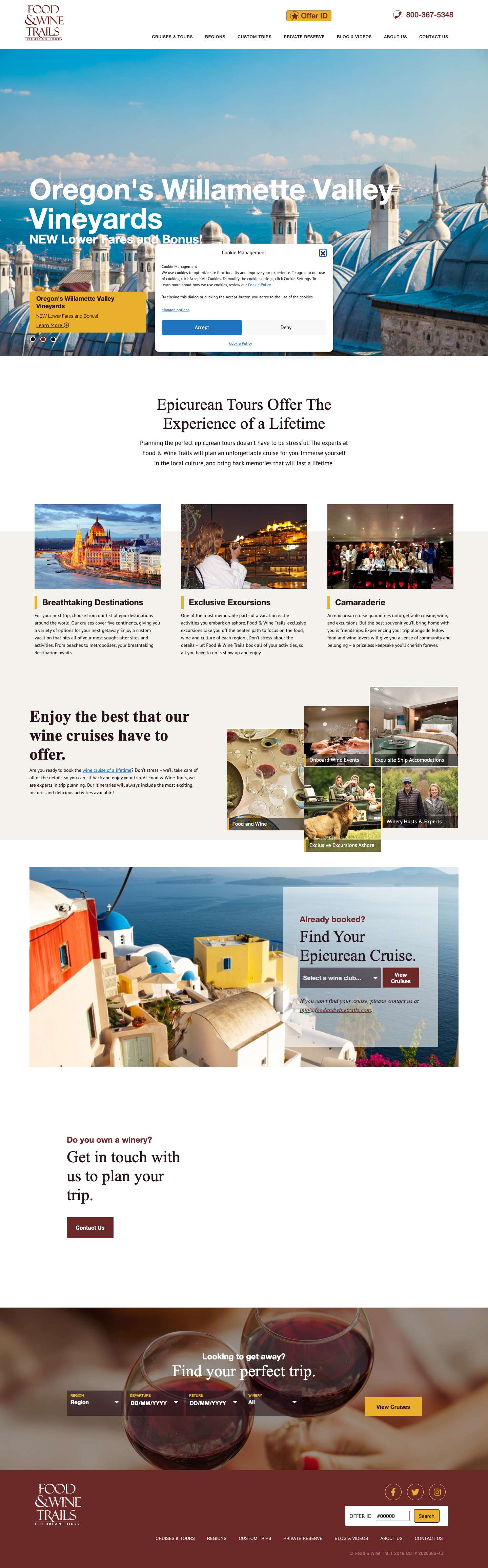 Food & Wine Trails - Your Source For Outstanding Epicurean Tours - Full Screenshot