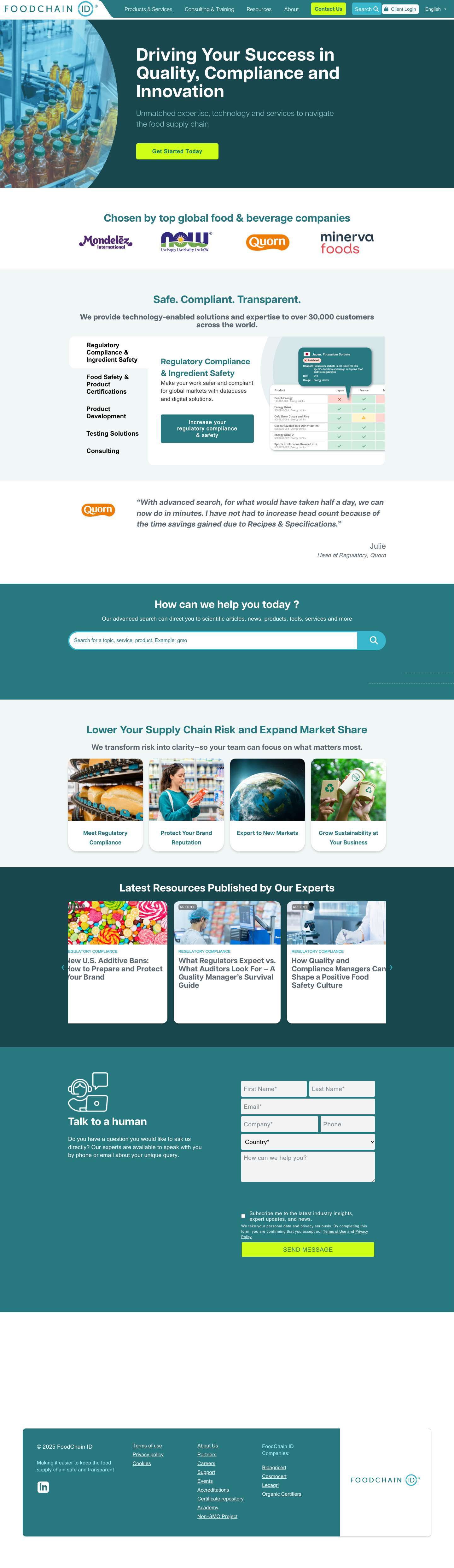 FoodChain ID - Technology and services for the food supply chain - Full Screenshot