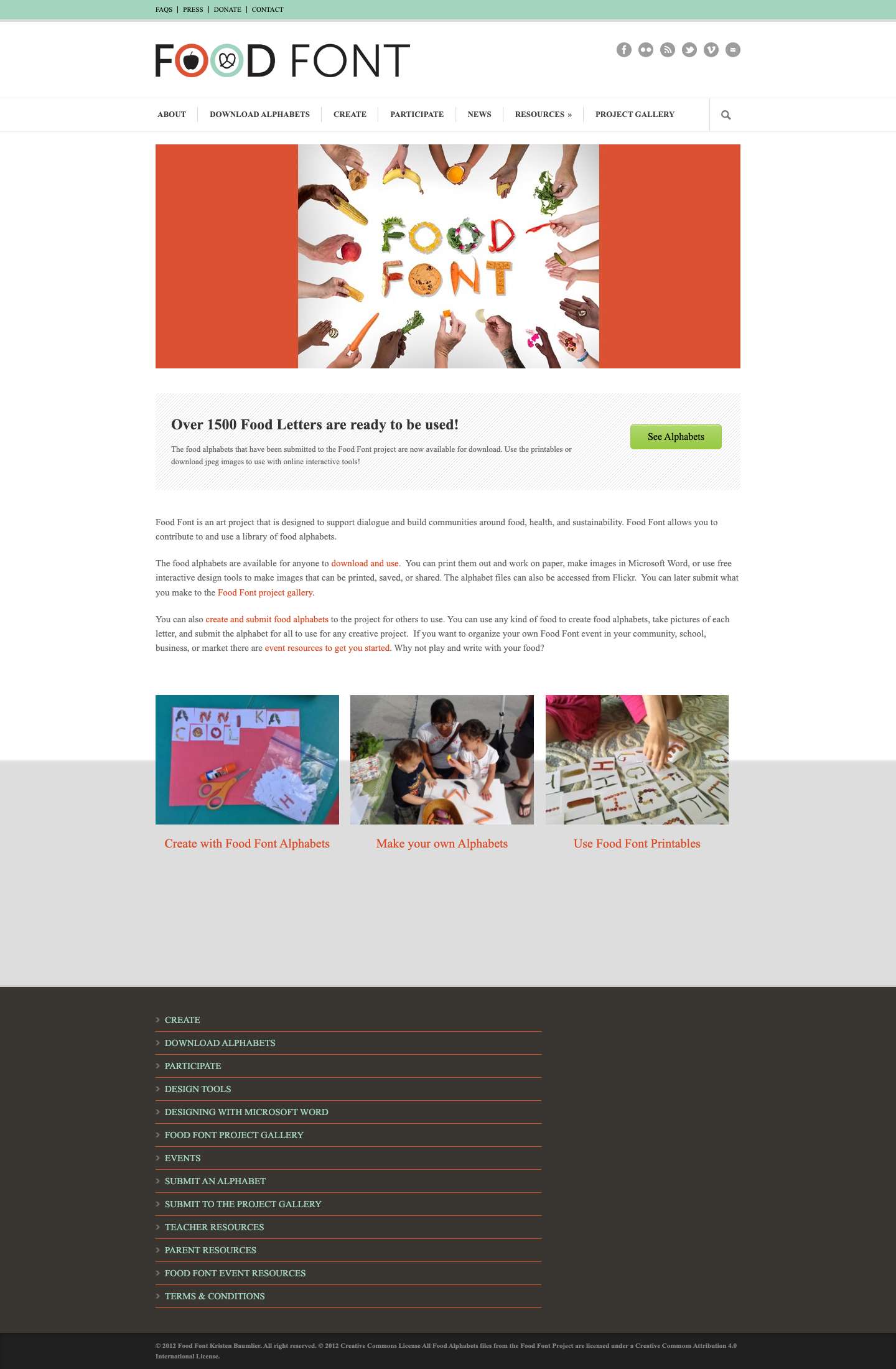 Food Font Food Font is a community art project where you make food alphabets and use them in both printed and interactive design tools. Play and write with your food! - Full Screenshot