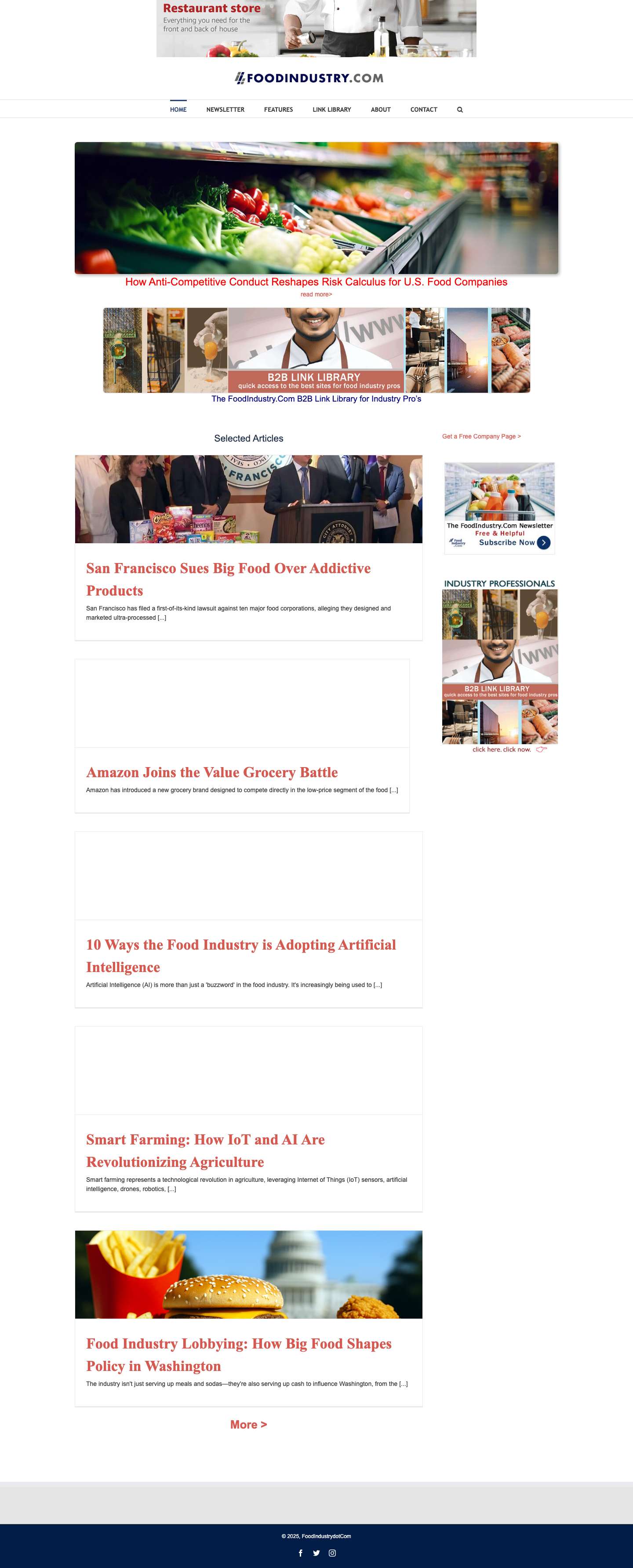 FoodIndustry.Com - Information, links and resources for foodies and others interested in the production, processing, transport, marketing and consumption of food. - FoodIndustry.Com - Full Screenshot