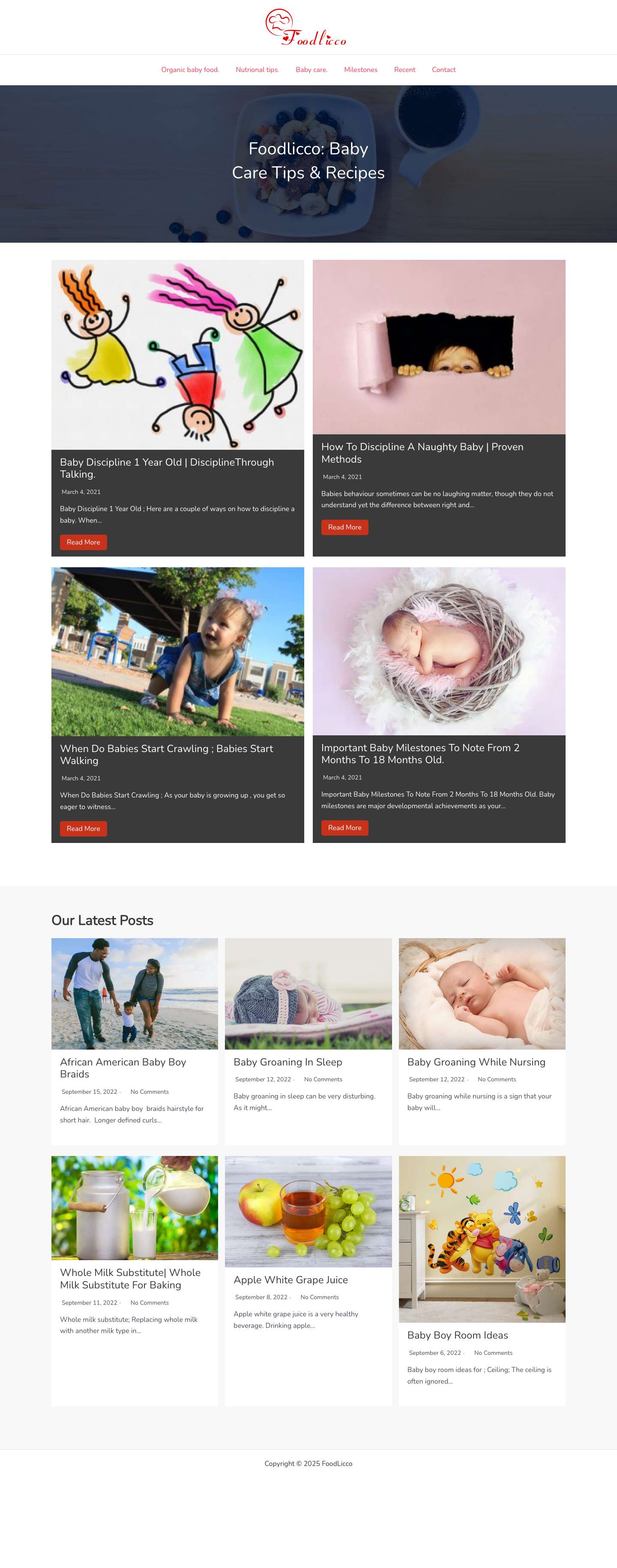 Organic Baby Food , Baby Care Tips & Recipes - FoodLicco - Full Screenshot