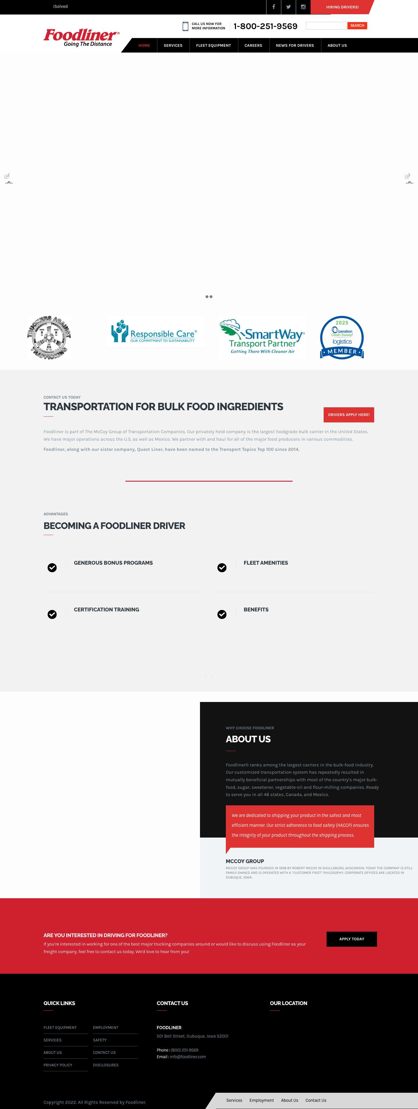 Foodliner | Bulk Food Transportation | Liquid and Dry Bulk - Full Screenshot