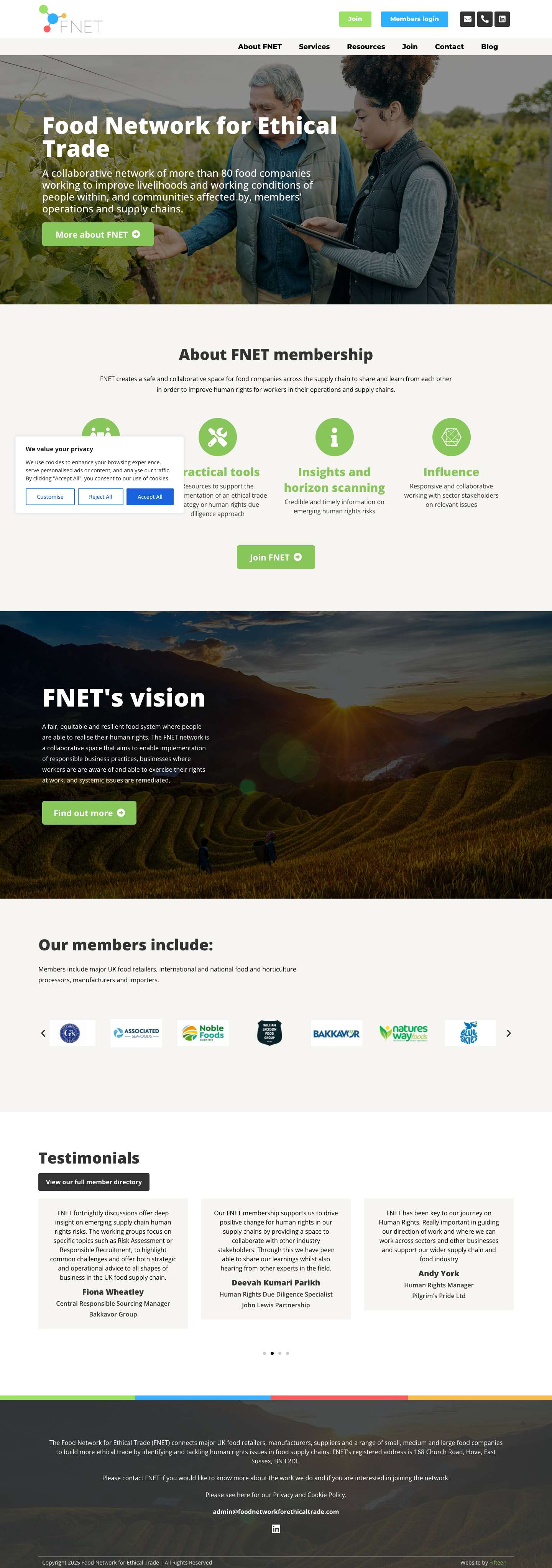 FNET - Food Network for Ethical Trade - Full Screenshot
