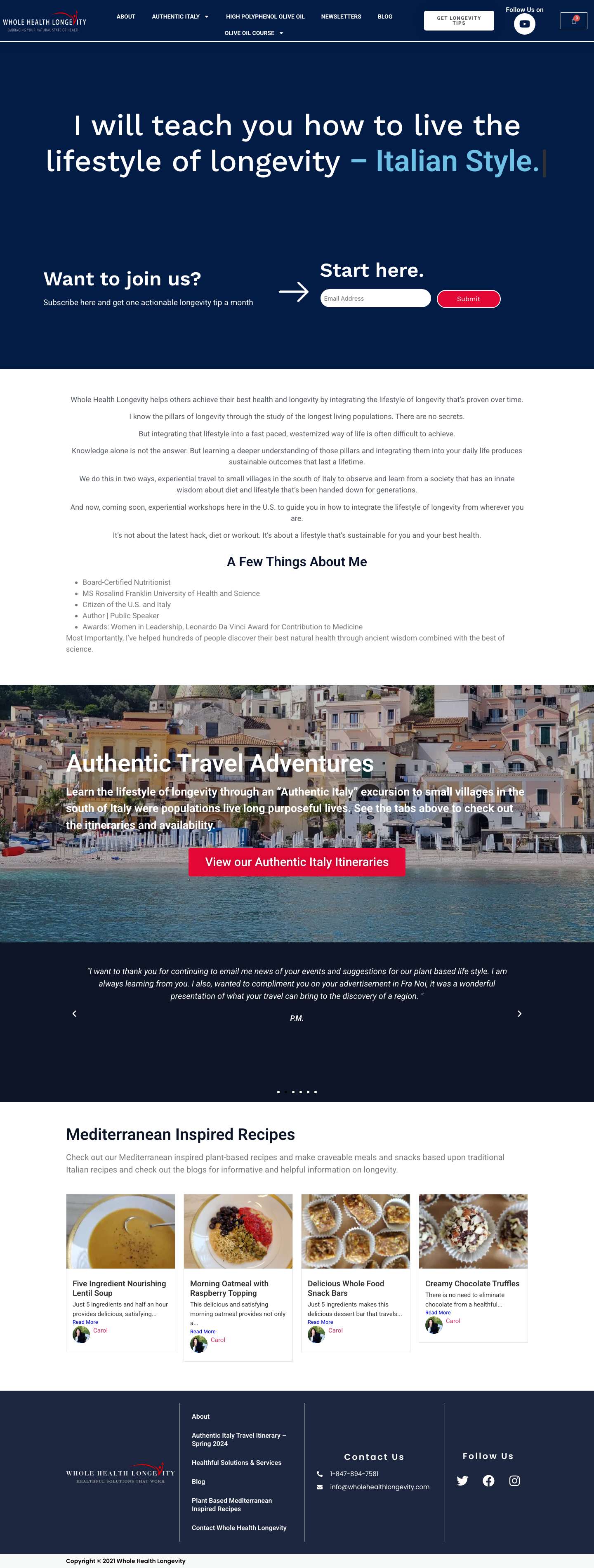 Whole Health Longevity Home - Whole Health Longevity - Full Screenshot