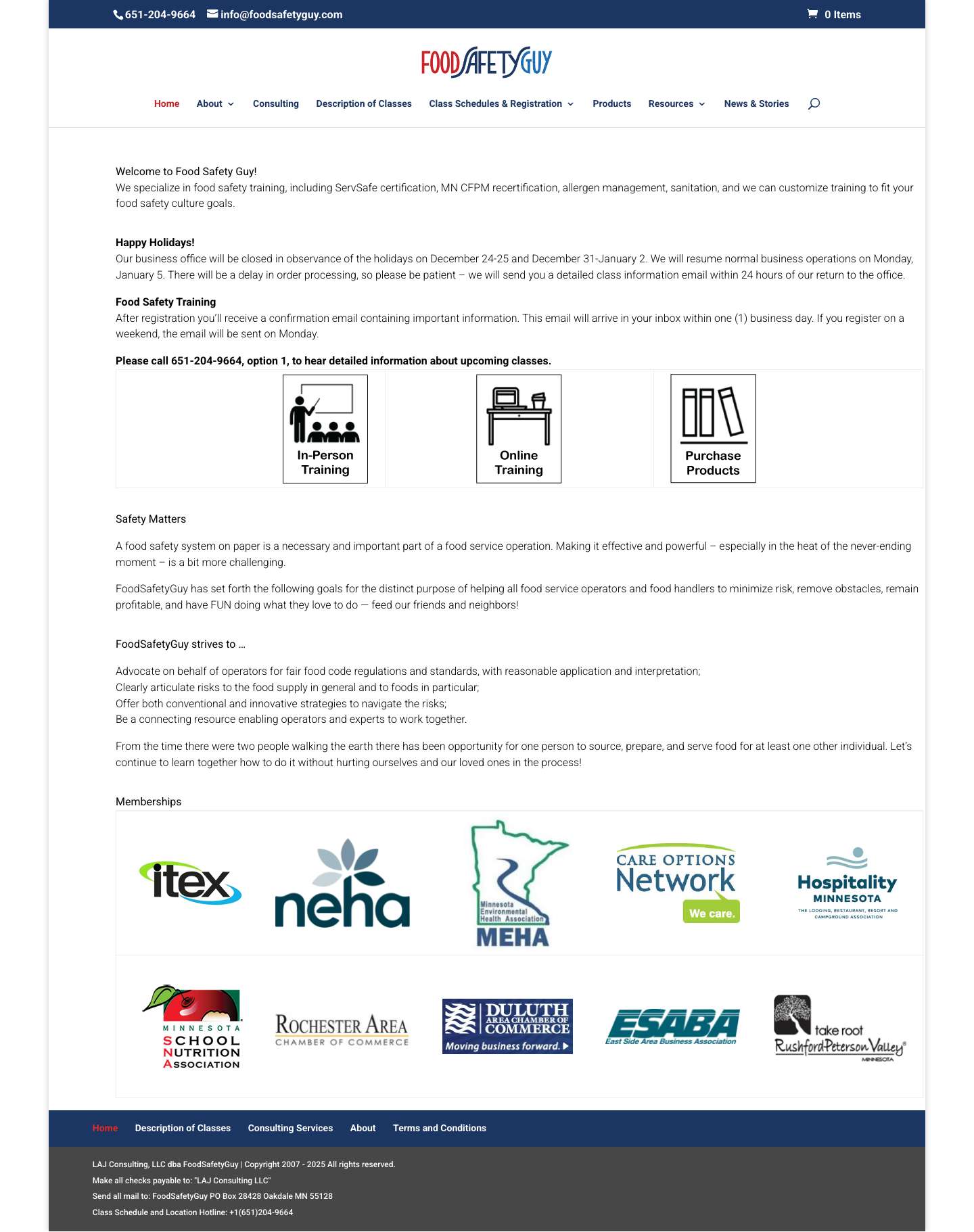 FoodSafetyGuy | Food Safety Training and Consultation - Full Screenshot